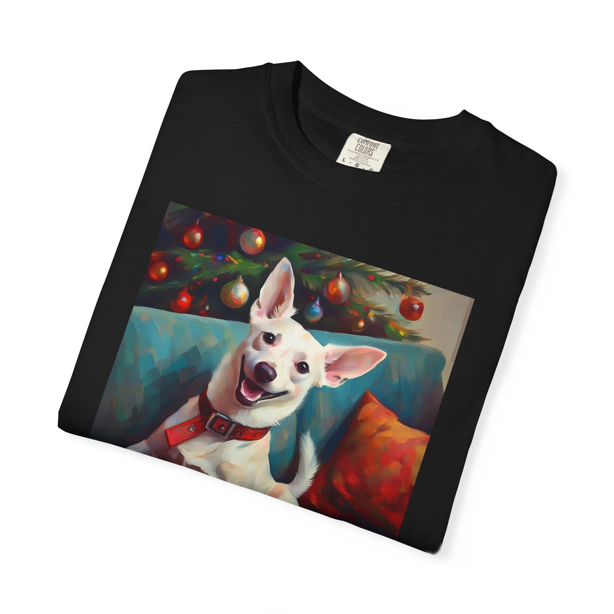 White Corgi Holiday II Unisex Garment-Dyed T-shirt