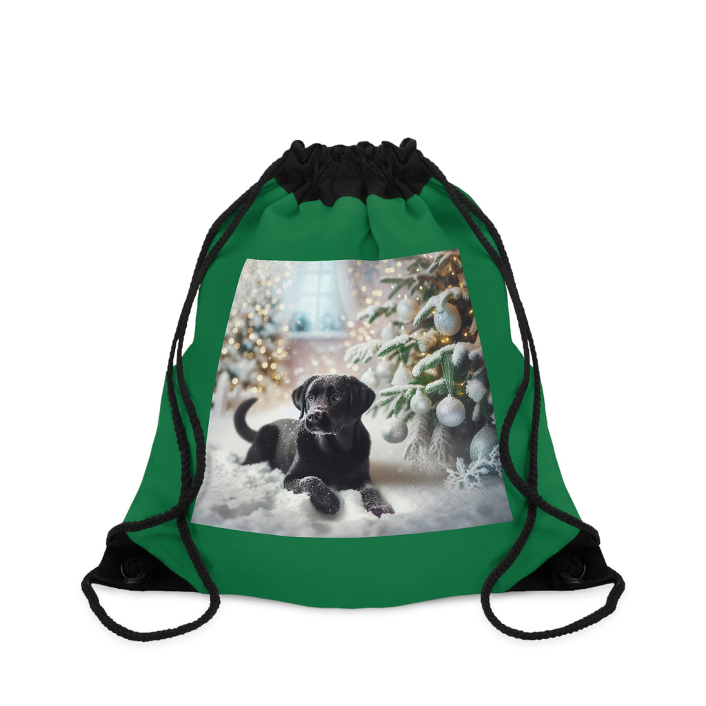 Black Lab Puppy Holiday Drawstring Bag