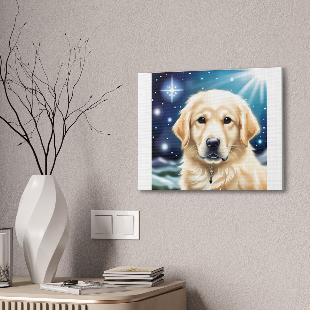 Golden Retriever Stary Night Canvas Stretched, 0.75"