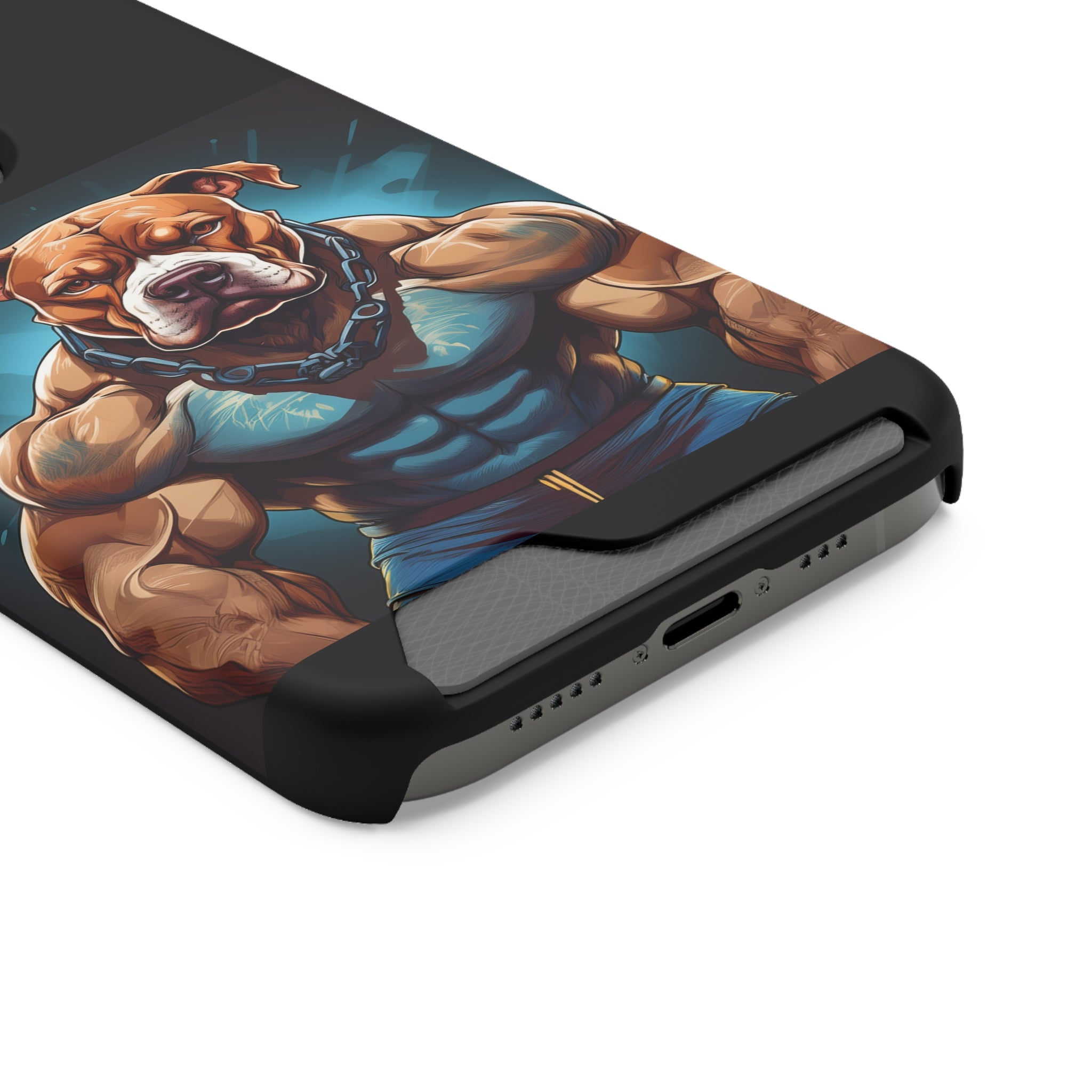 Pitbull Body Builder Phone Case with Card Holder