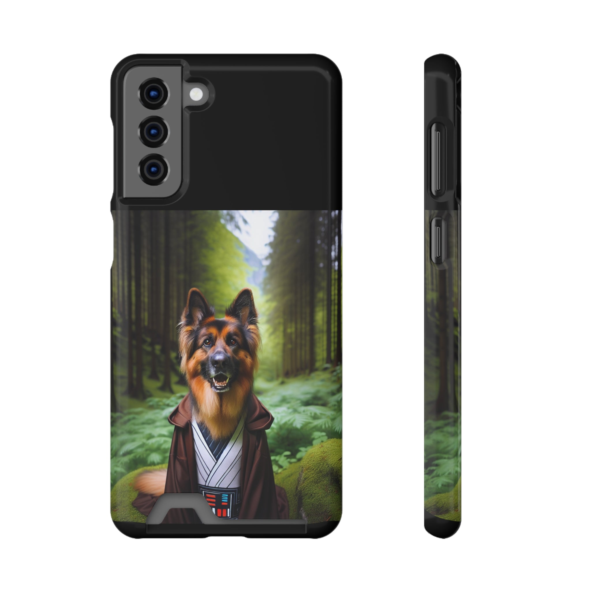 German Shepherd Forest Night Phone Case with Card Holder