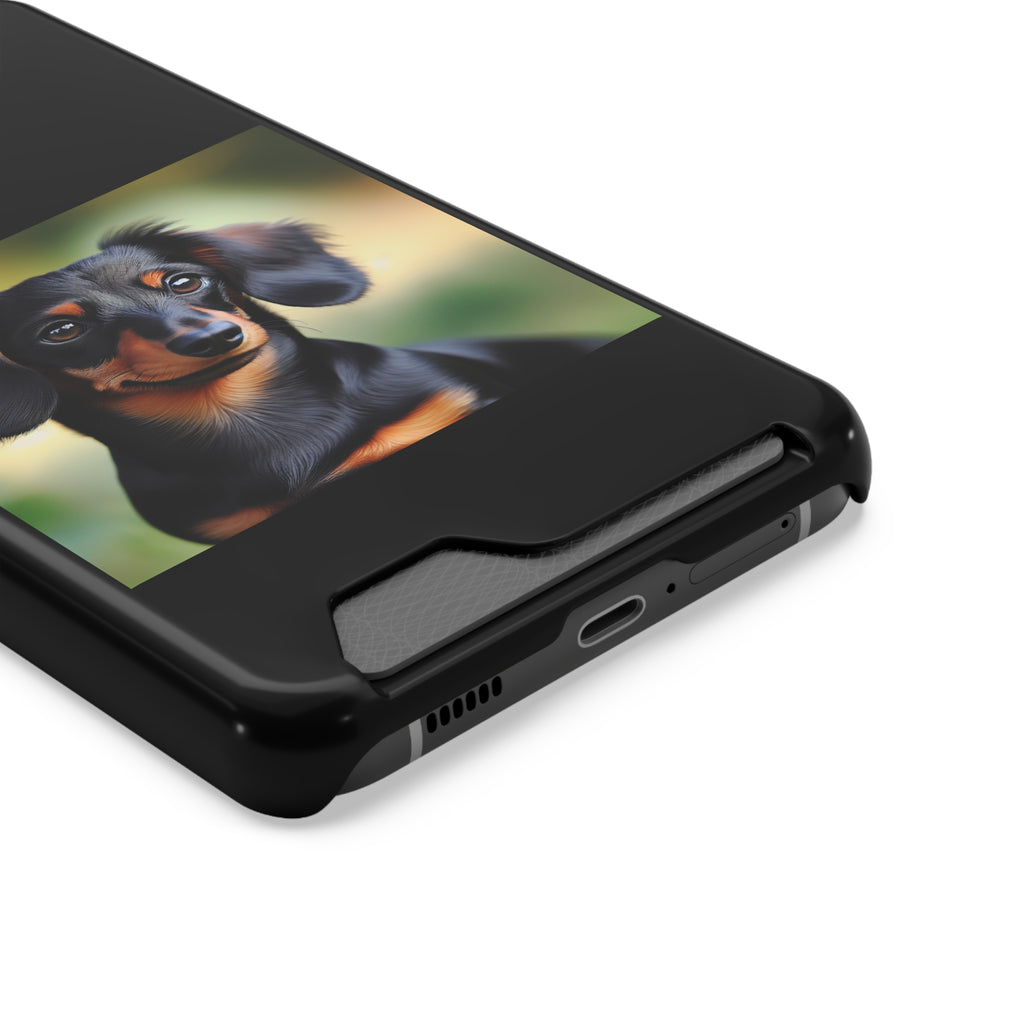 Dachshund Black and Brown Phone Case with Card Holder