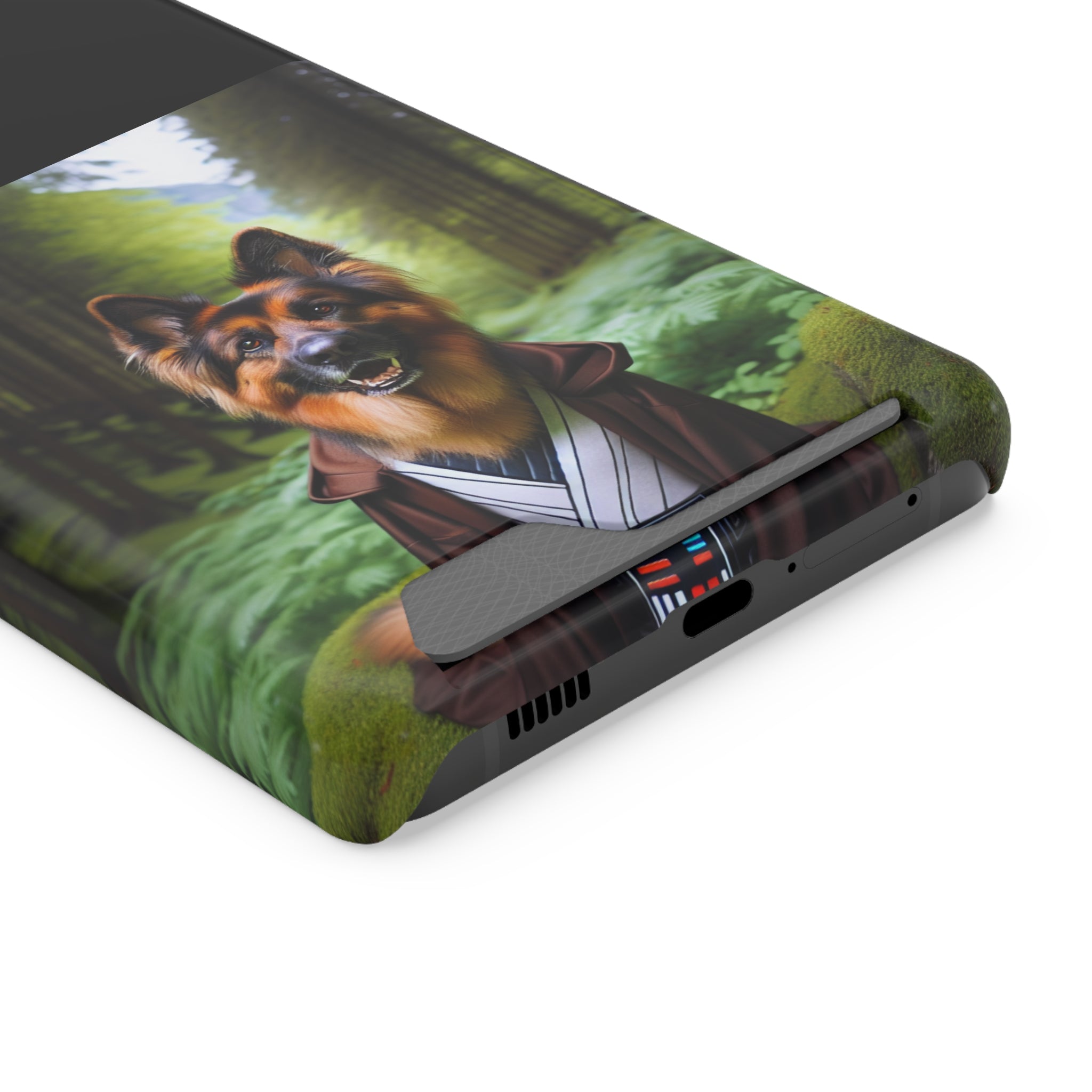 German Shepherd Forest Night Phone Case with Card Holder