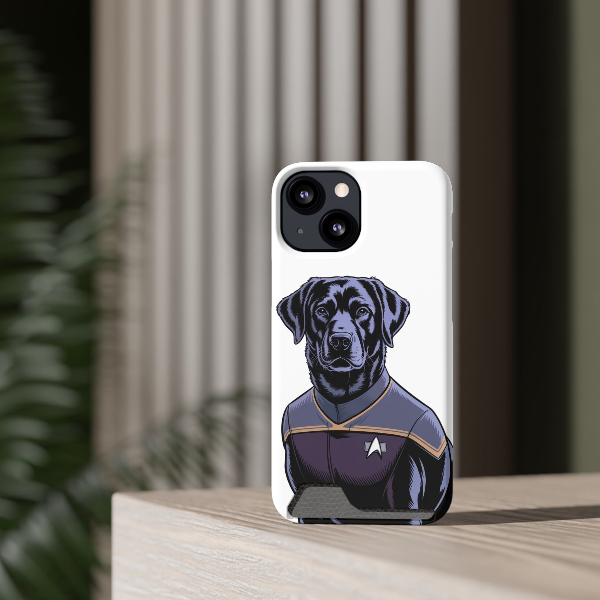 Black Lab Dog-Fleet Phone Case with Card Holder