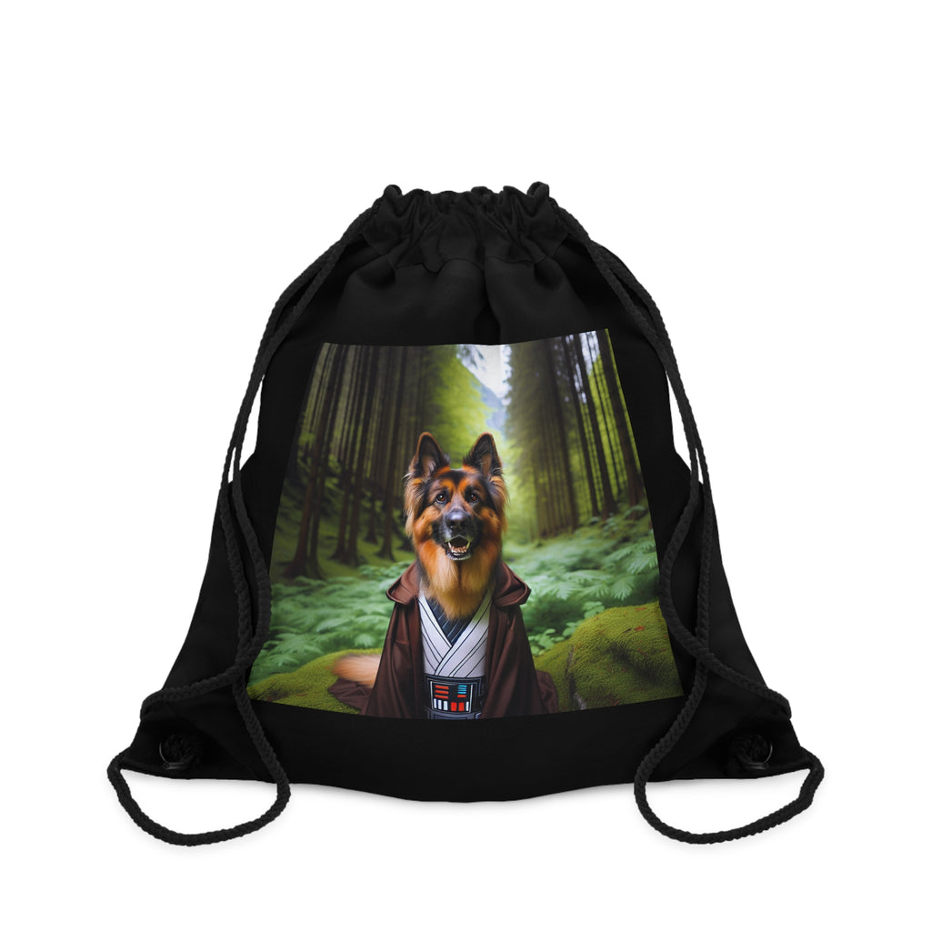 German Shepherd Forest Night Drawstring Bag