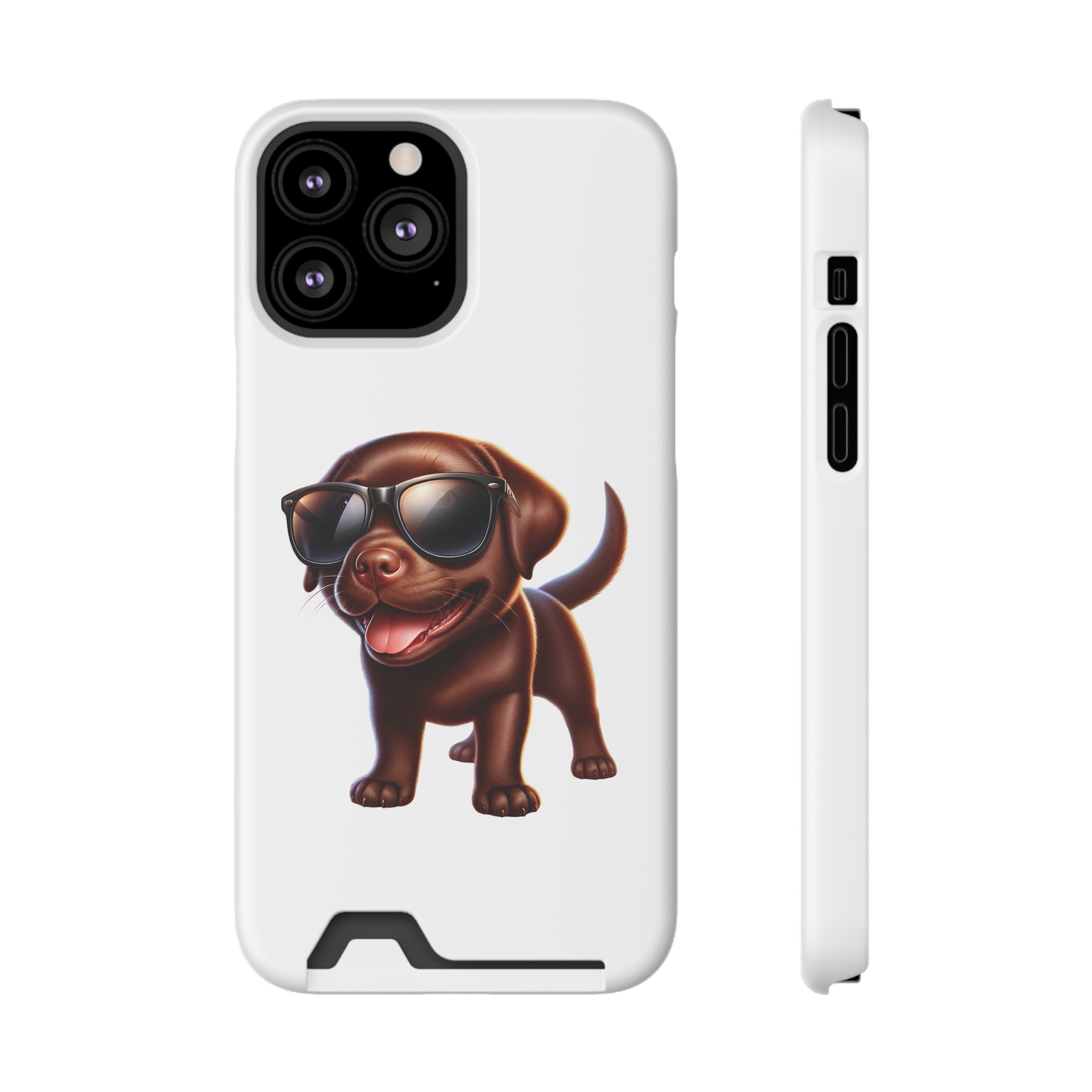 Chocolate Lab with Sunglasses Phone Case with Card Holder
