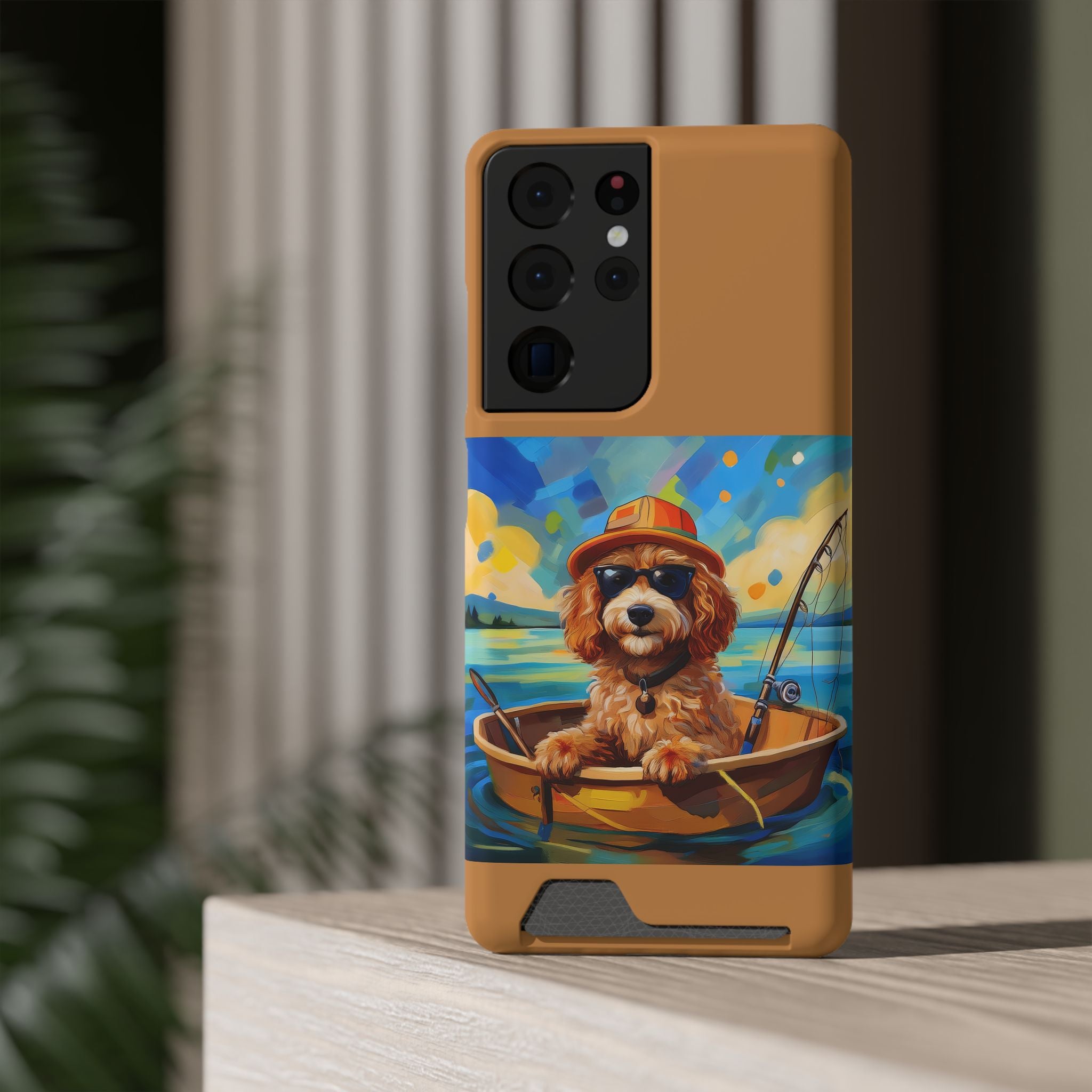 Doodle Fishing Phone Case with Card Holder