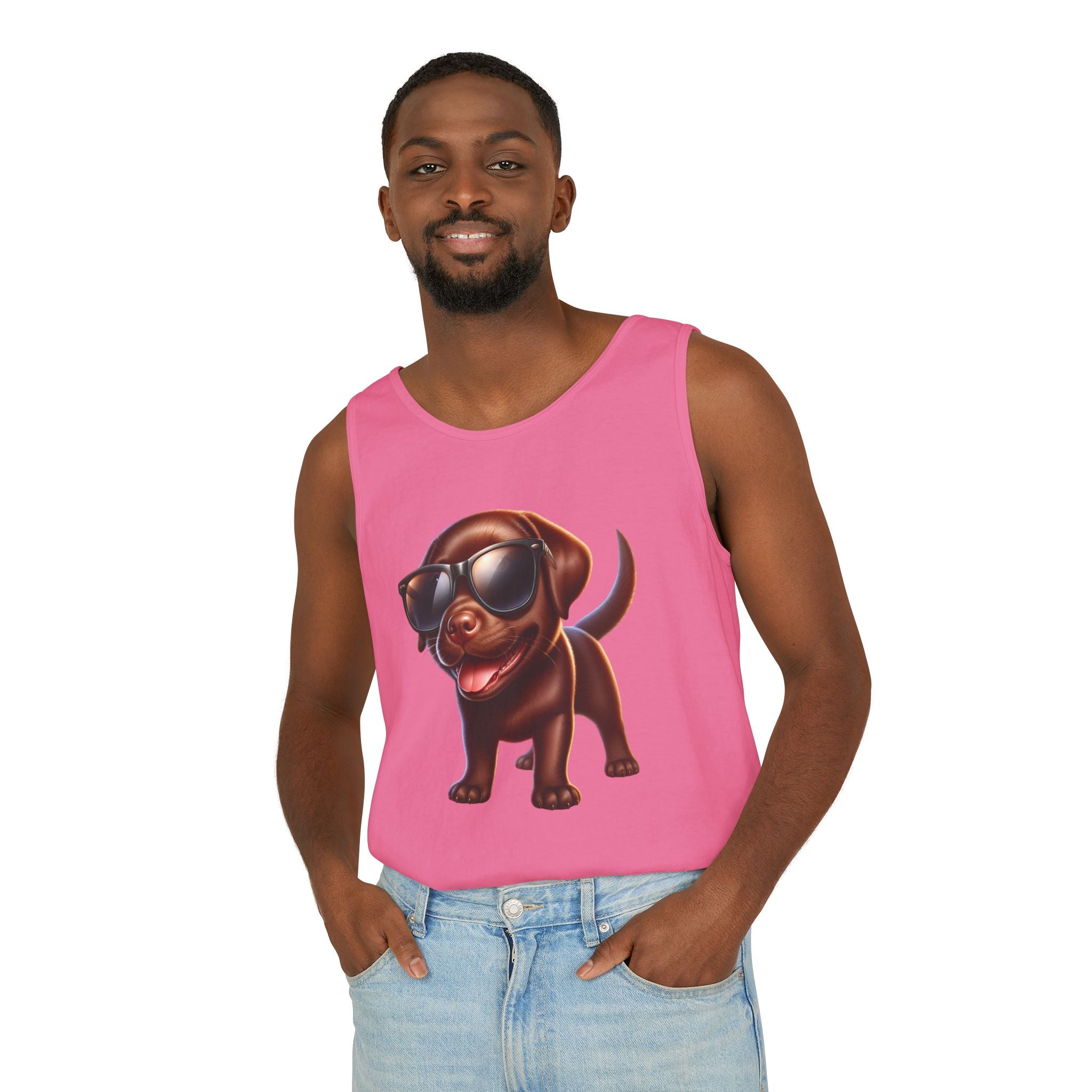 Chocolate Lab w/ sunglasses Unisex Tank Top