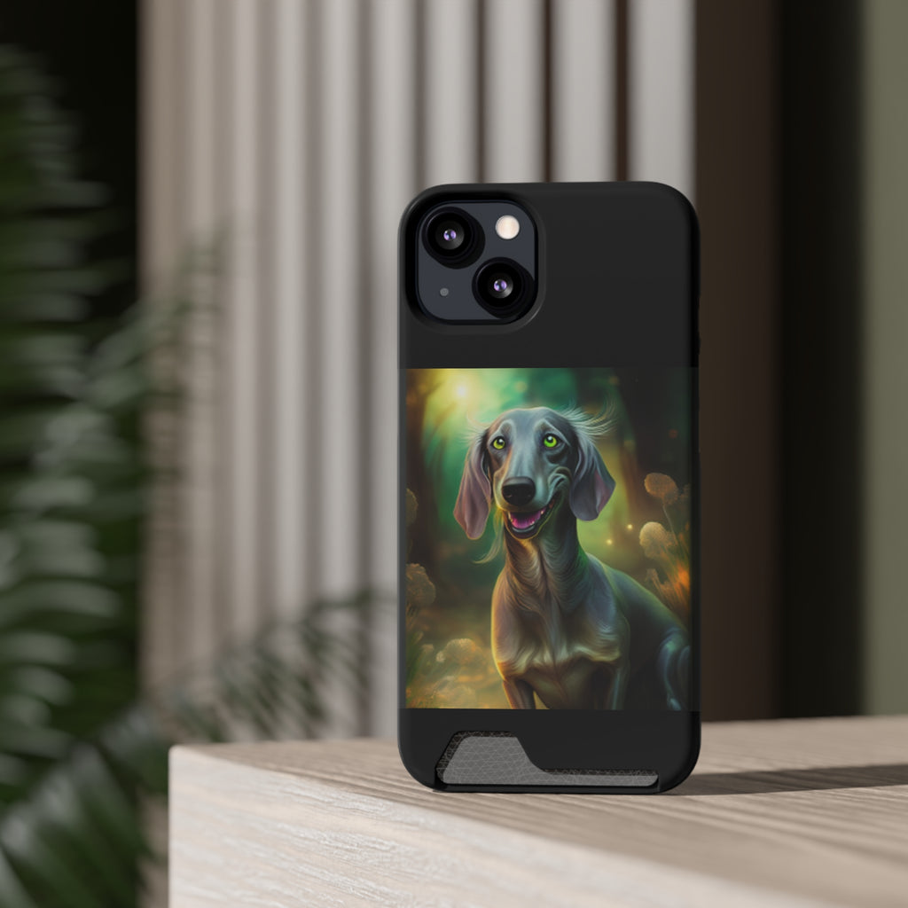 Dachshund Silver Grey Phone Case with Card Holder