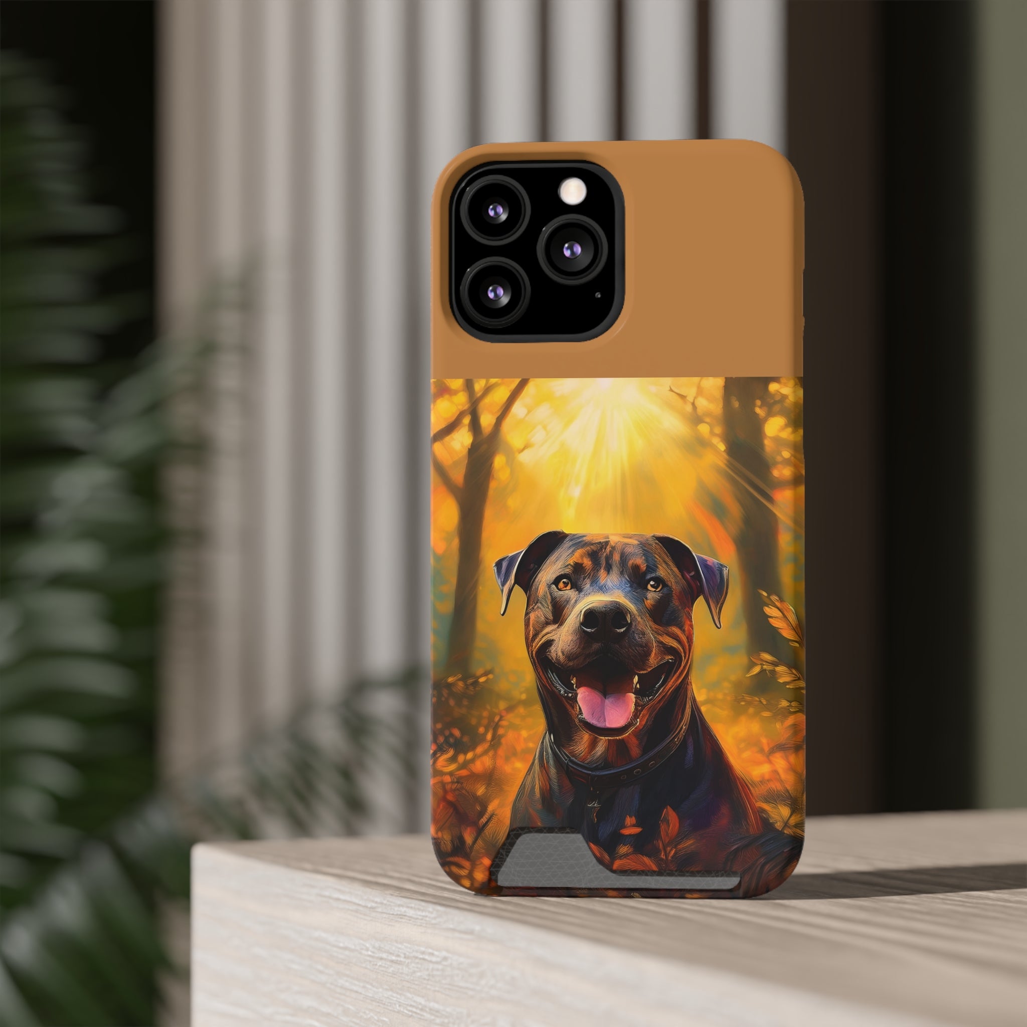 Pitbull Autumn Phone Case with Card Holder