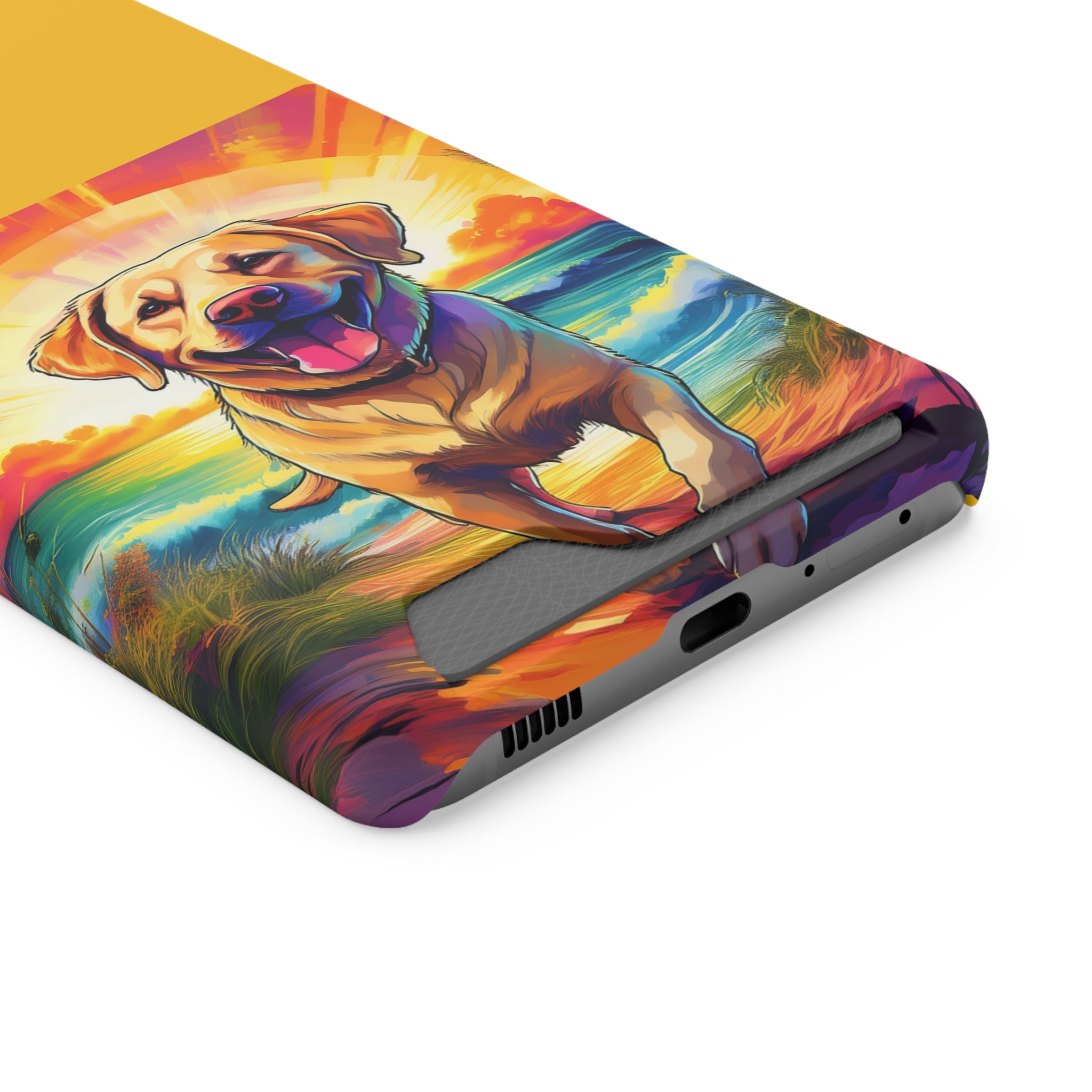Yellow Lab Sunset Beach Phone Case with Card Holder