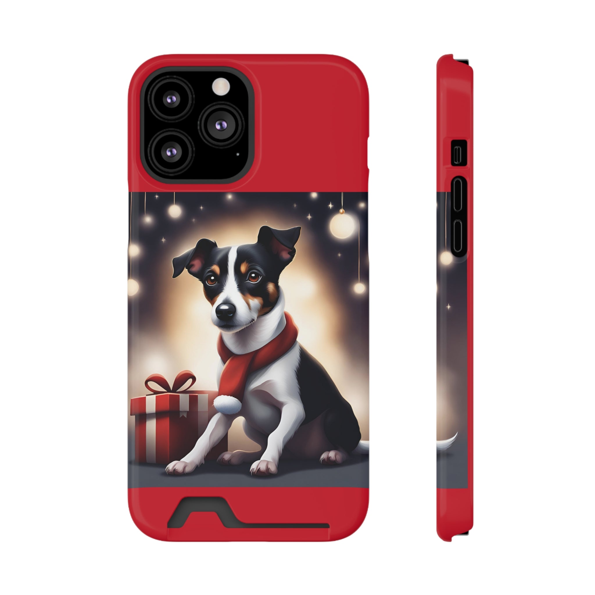 Jack Russel Holiday Phone Case with Card Holder