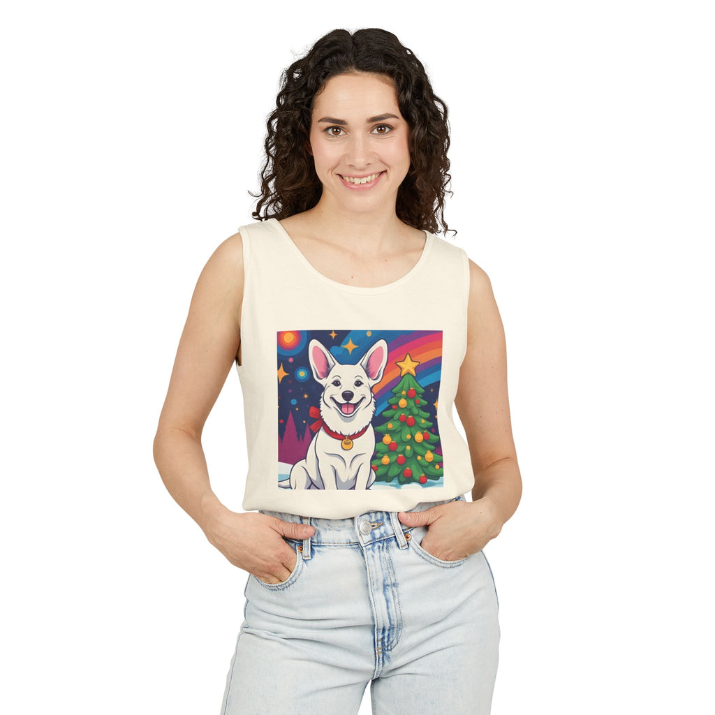 White Corgi Holiday Unisex Tank Top