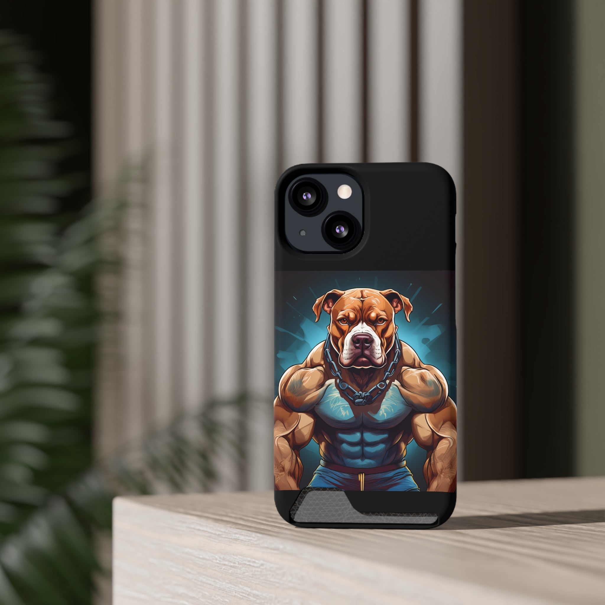 Pitbull Body Builder Phone Case with Card Holder