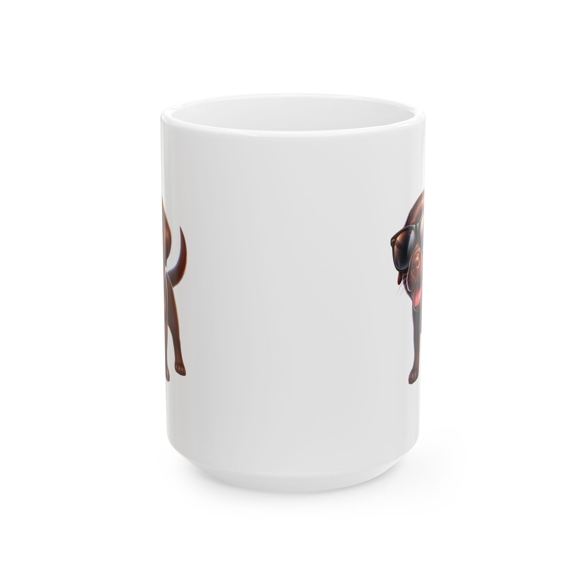 Chocolate Lab w/ sunglasses Ceramic Mug, (11oz, 15oz)