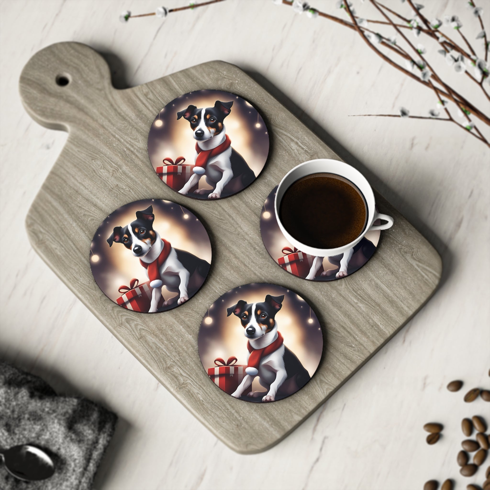 Jack Russel Holiday Coasters