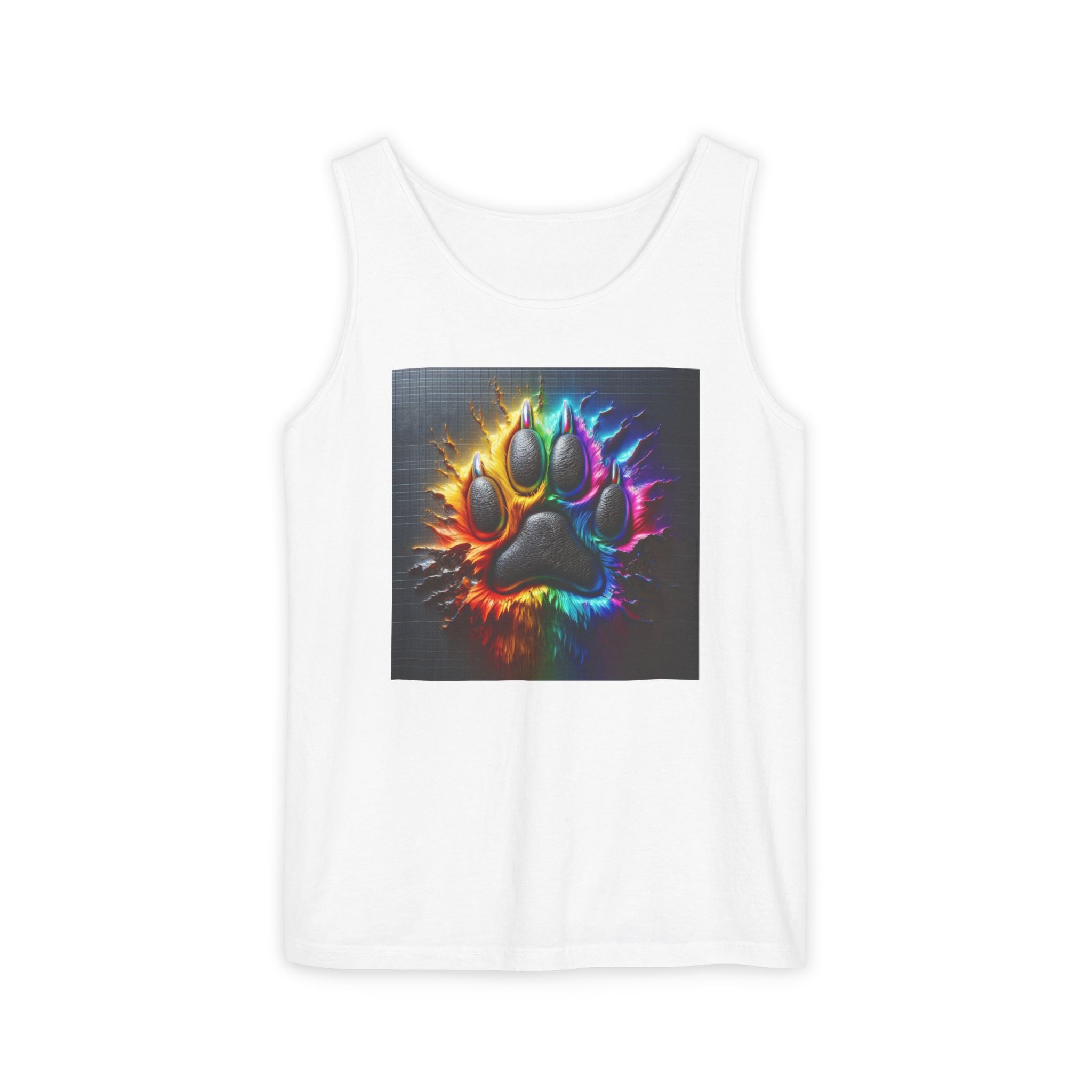 Electric Rainbow Dog Paw Unisex Tank Top