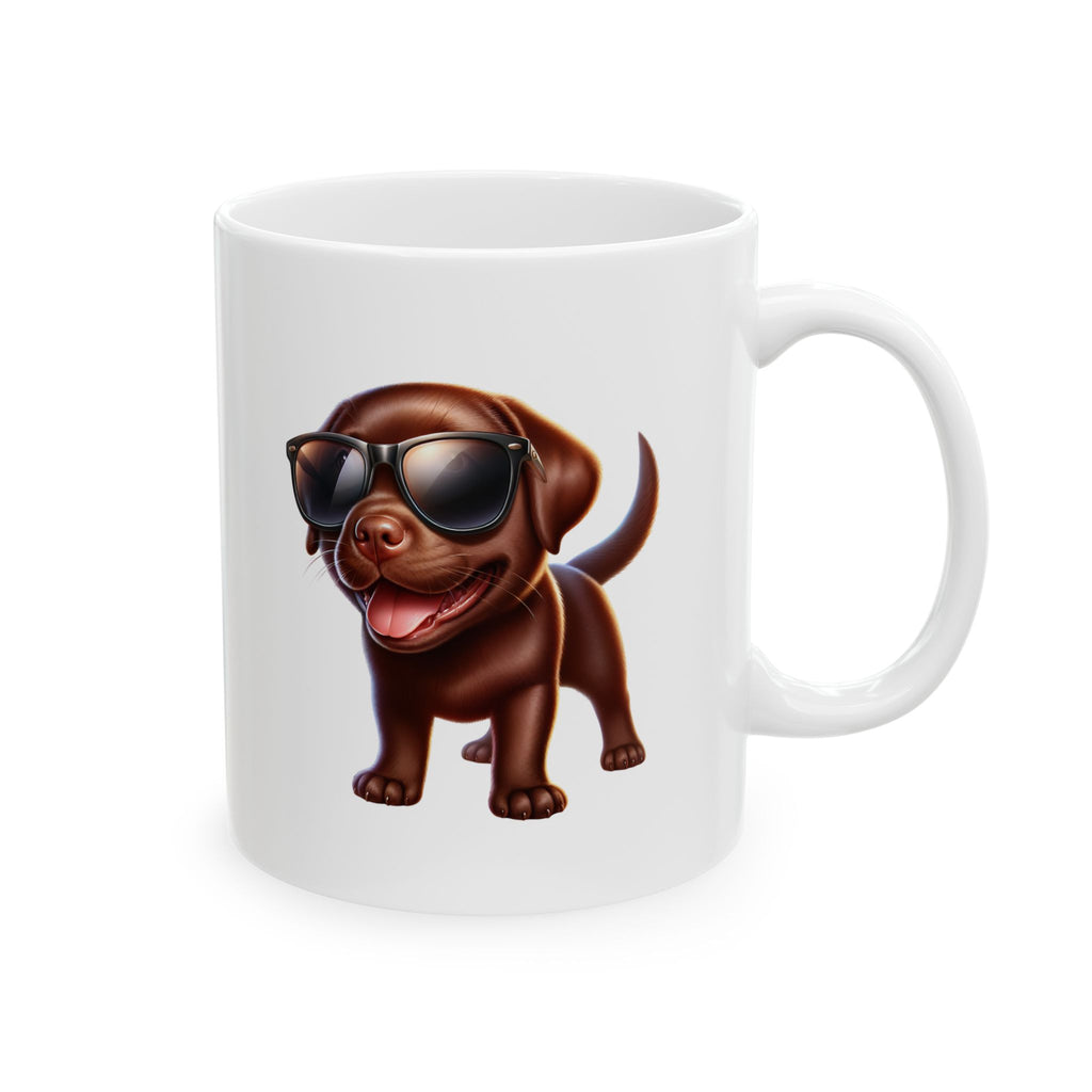 Chocolate Lab w/ sunglasses Ceramic Mug, (11oz, 15oz)