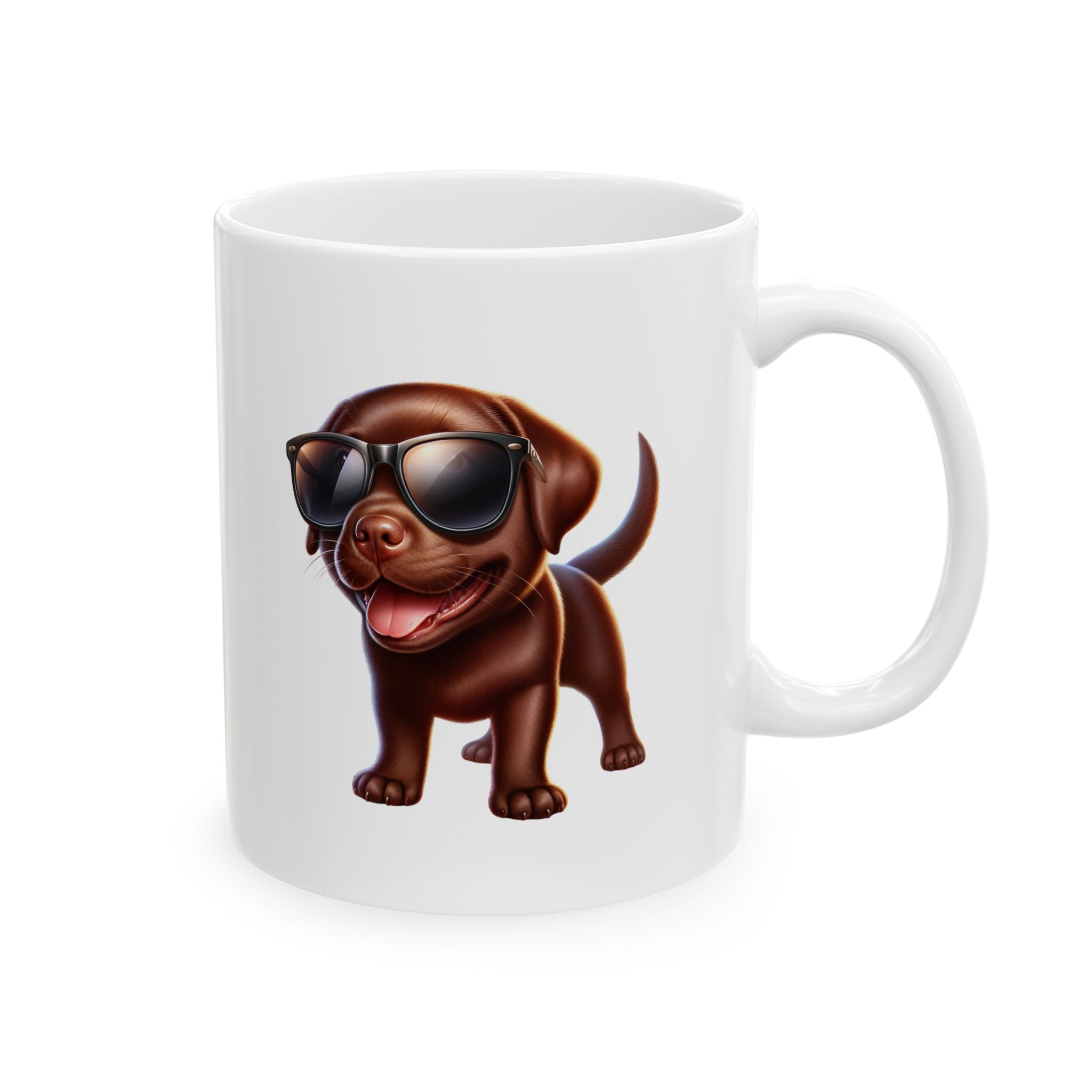 Chocolate Lab w/ sunglasses Ceramic Mug, (11oz, 15oz)