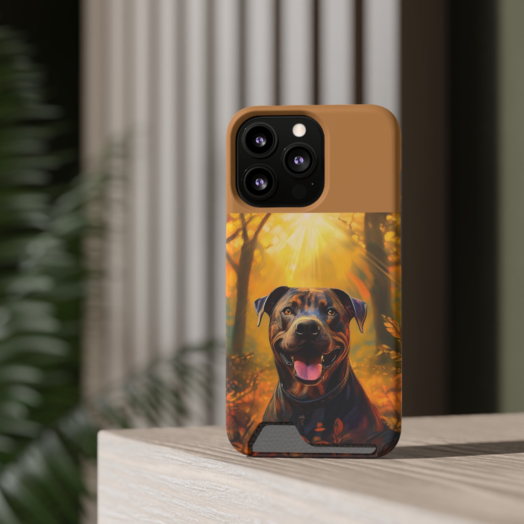Pitbull Autumn Phone Case with Card Holder