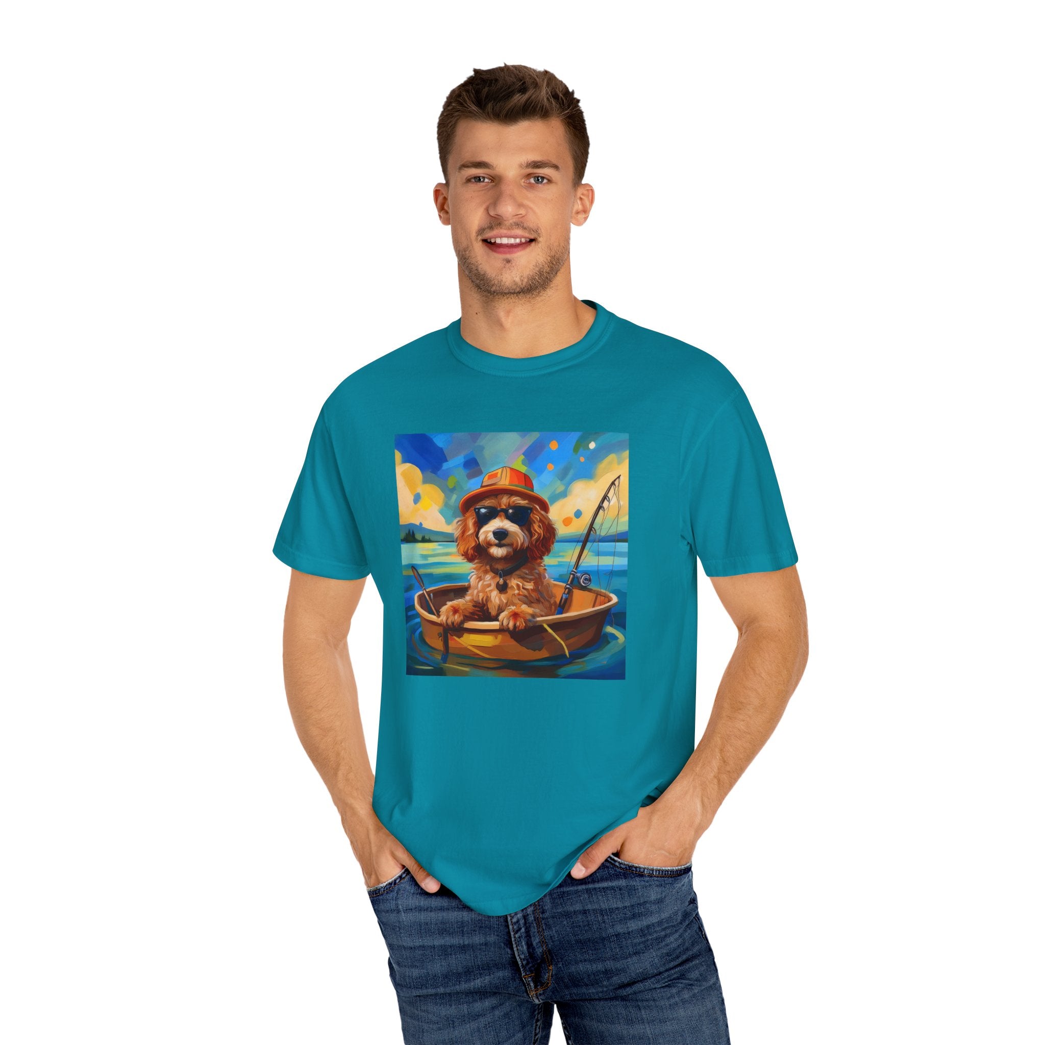 Doodle Fishing Unisex Garment-Dyed T-shirt