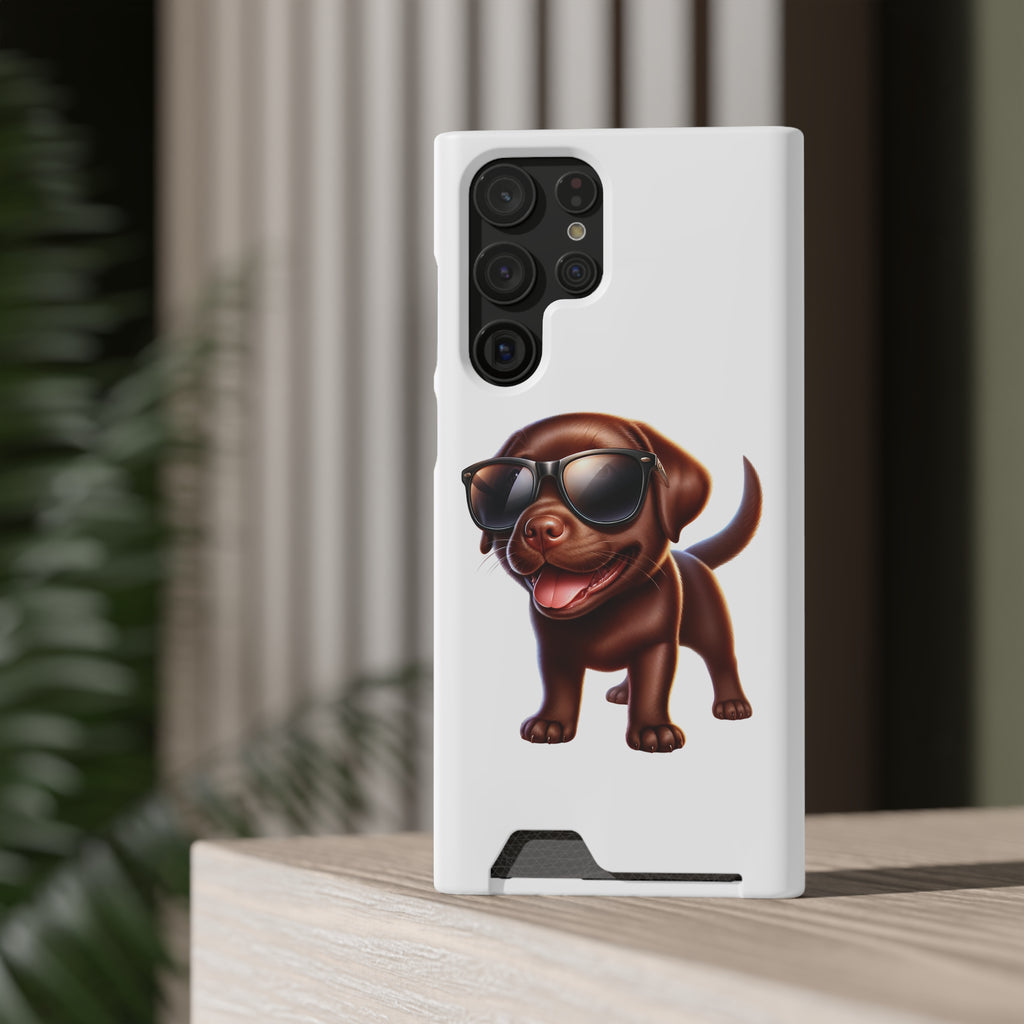 Chocolate Lab with Sunglasses Phone Case with Card Holder