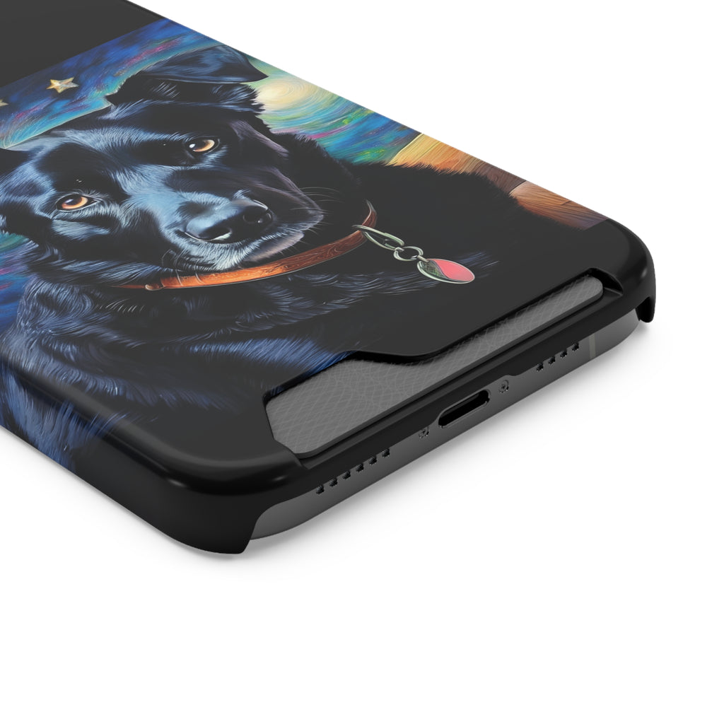 Black Shepherd Lab Stary Night Phone Case with Card Holder