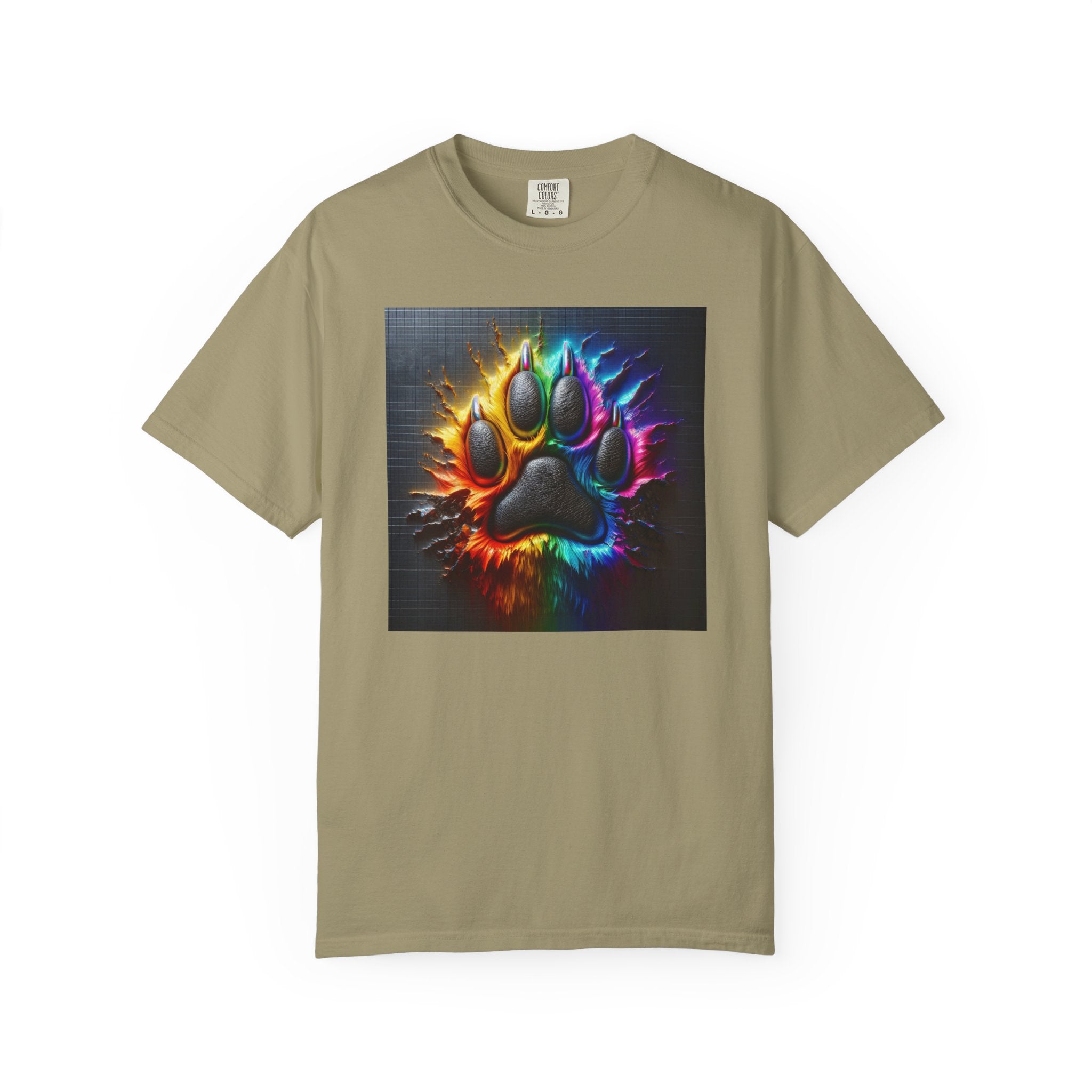 Electric Rainbow Dog Paw Unisex Garment-Dyed T-shirt