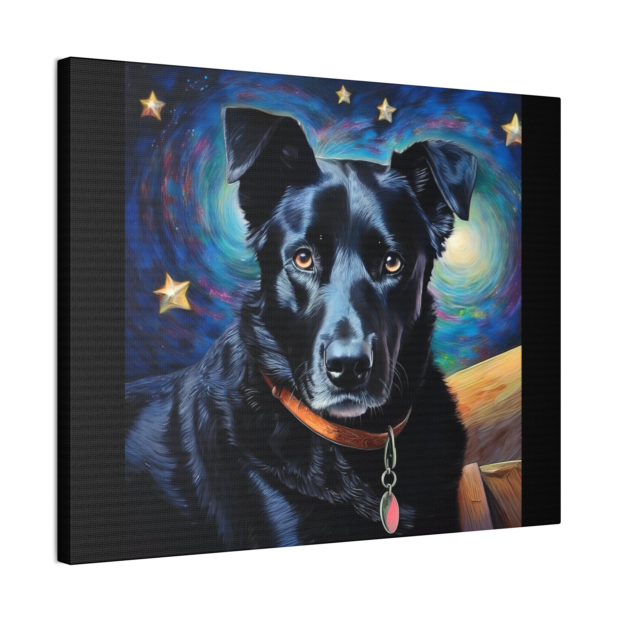 Black Shepherd Lab Stary Night Cavas Painting