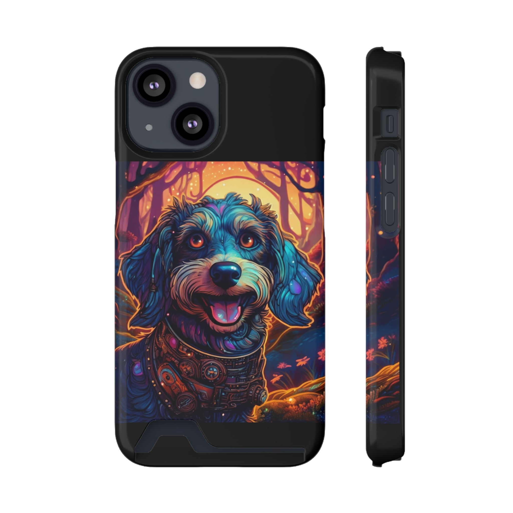 Dachshund Steampunk Phone Case with Card Holder