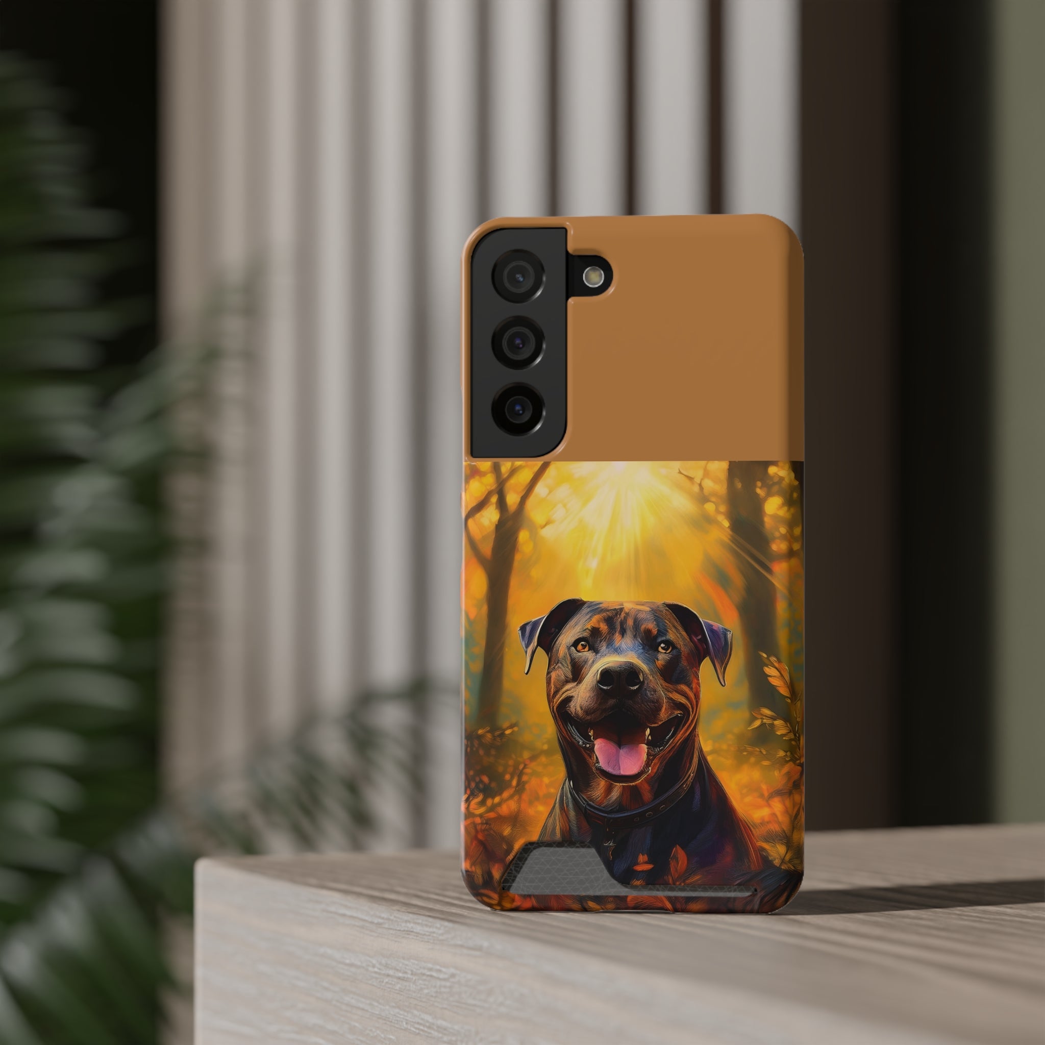 Pitbull Autumn Phone Case with Card Holder