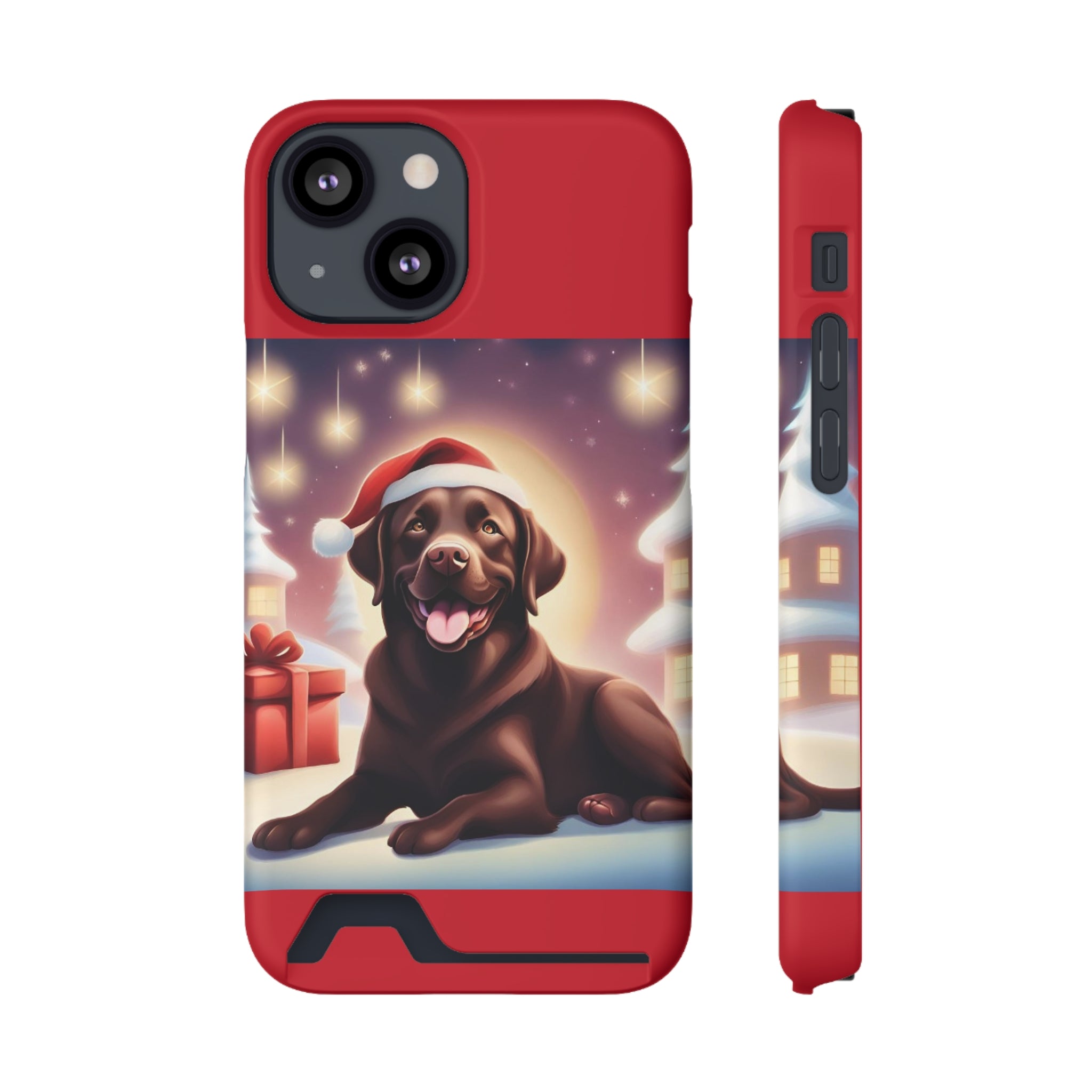 Choclate Lab Holiday Phone Case with Card Holder