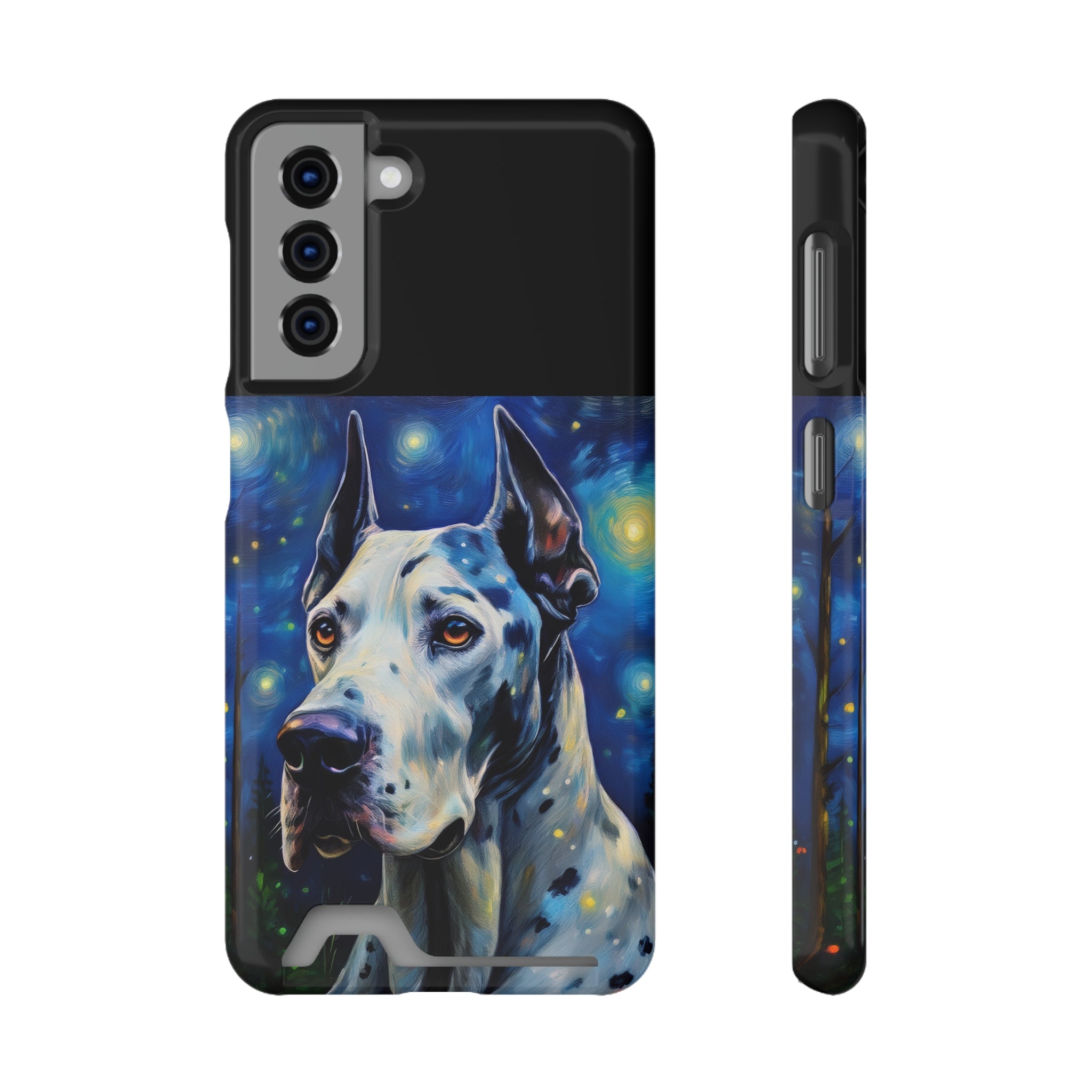 Great Dane Stary Night Phone Case with Card Holder