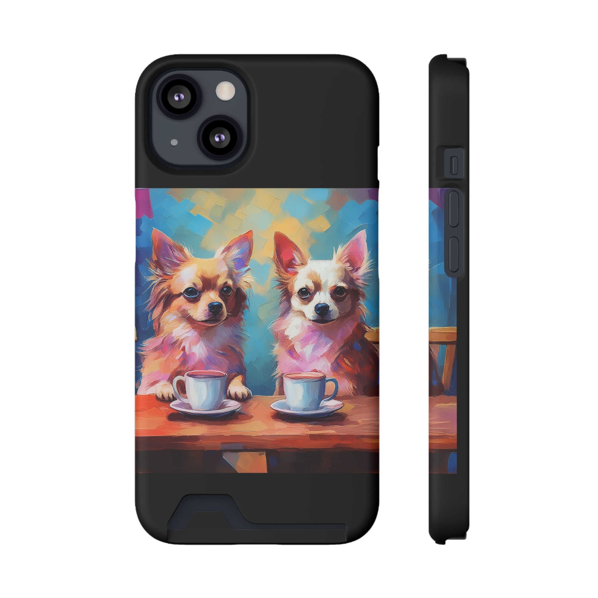 Cafe con Chihuahua Phone Case with Card Holder