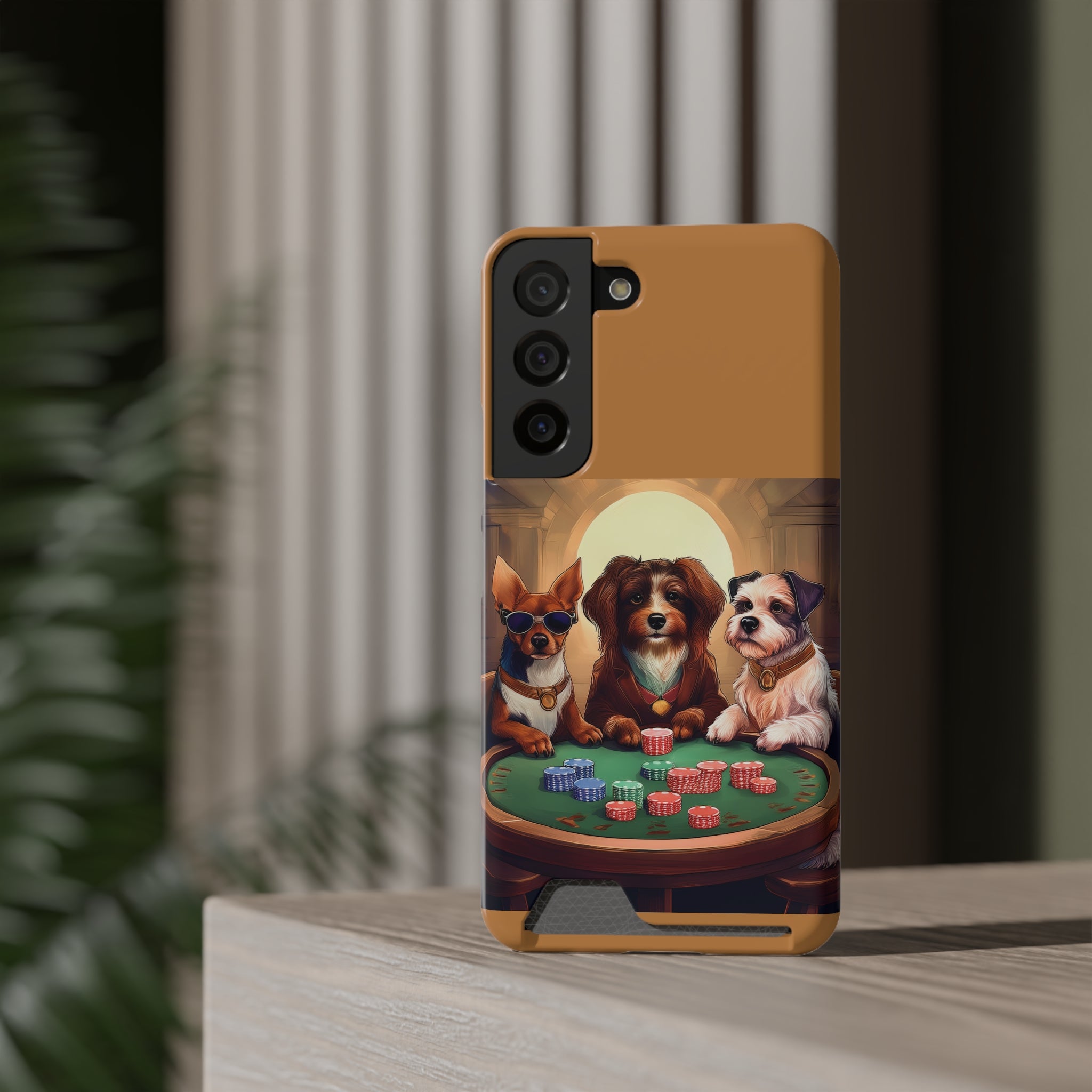 Puppy Poker Phone Case with Card Holder