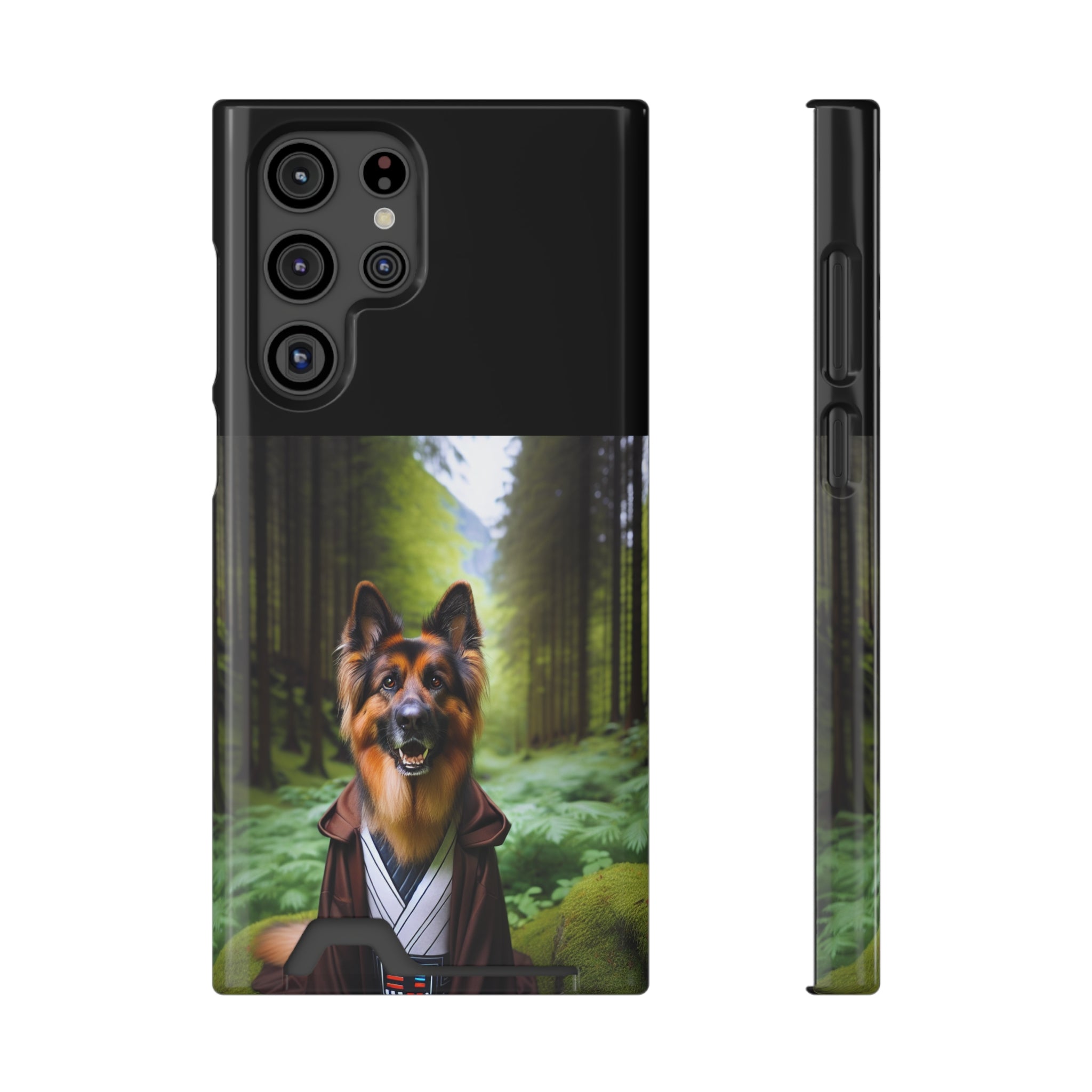 German Shepherd Forest Night Phone Case with Card Holder