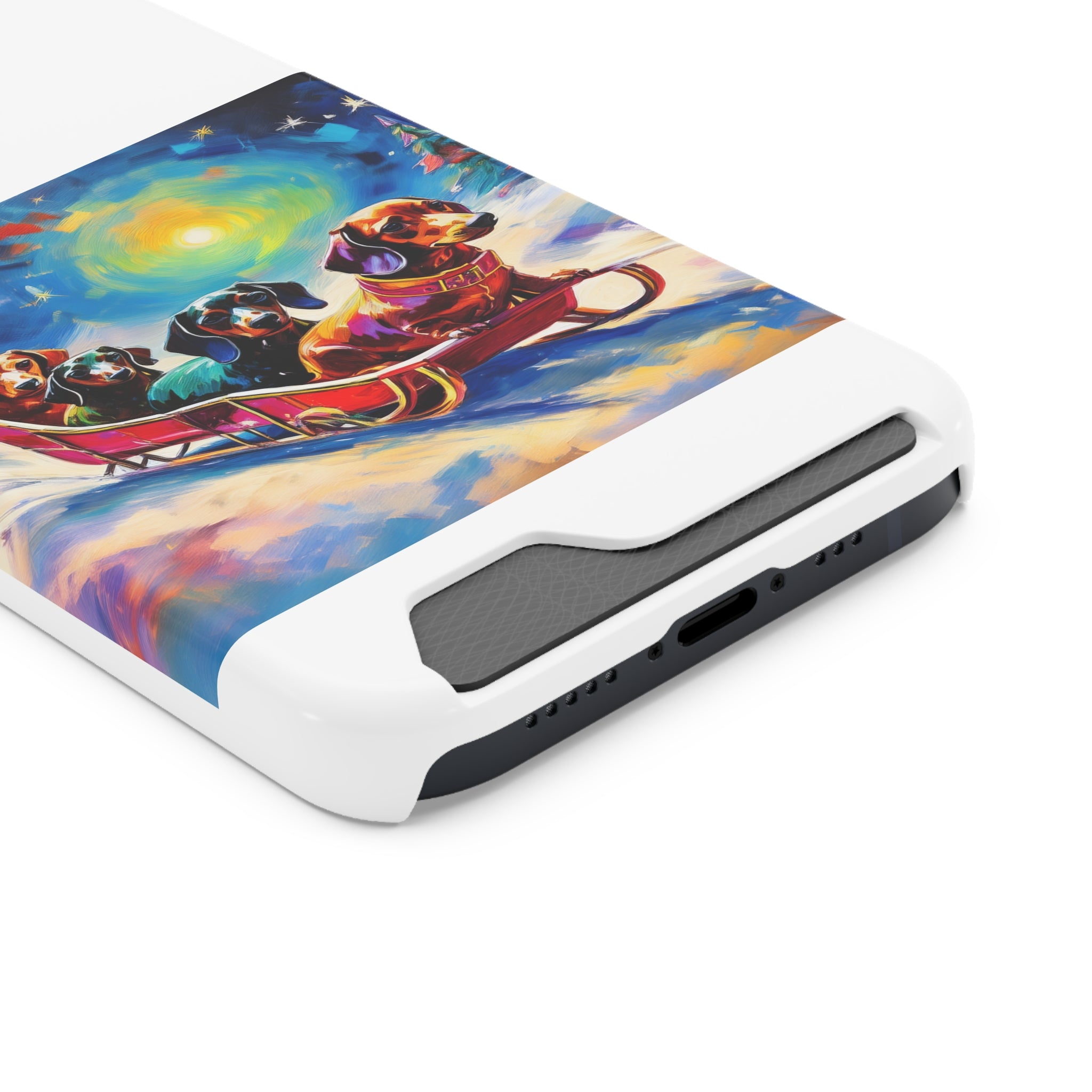 Dachshund Night Sleighride Phone Case with Card Holder