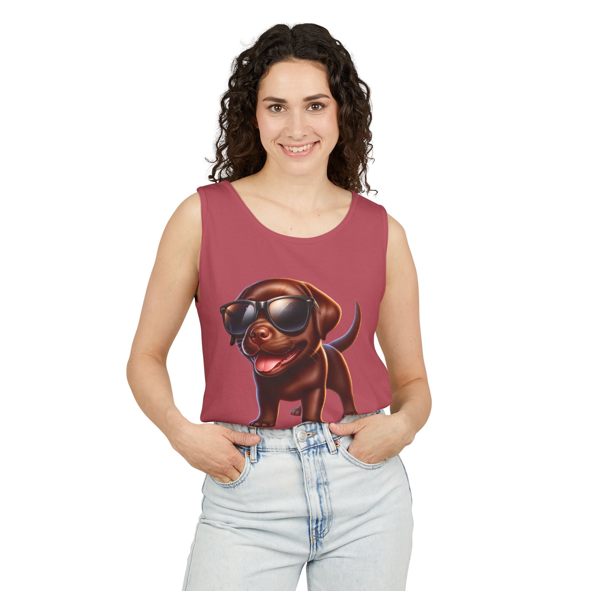 Chocolate Lab w/ sunglasses Unisex Tank Top