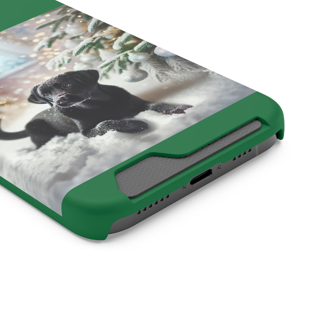 Black Lab Holiday Phone Case with Card Holder