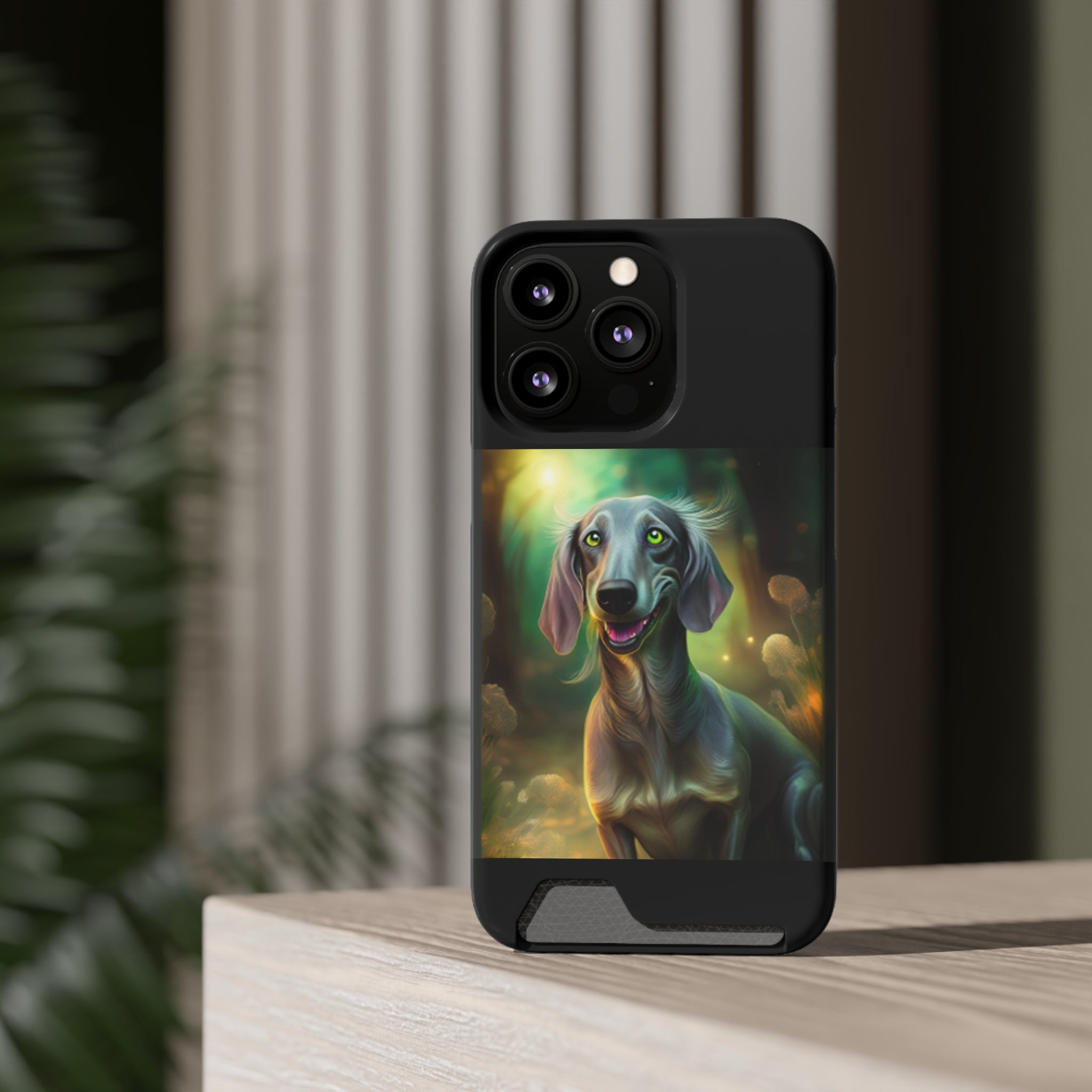 Dachshund Silver Grey Phone Case with Card Holder
