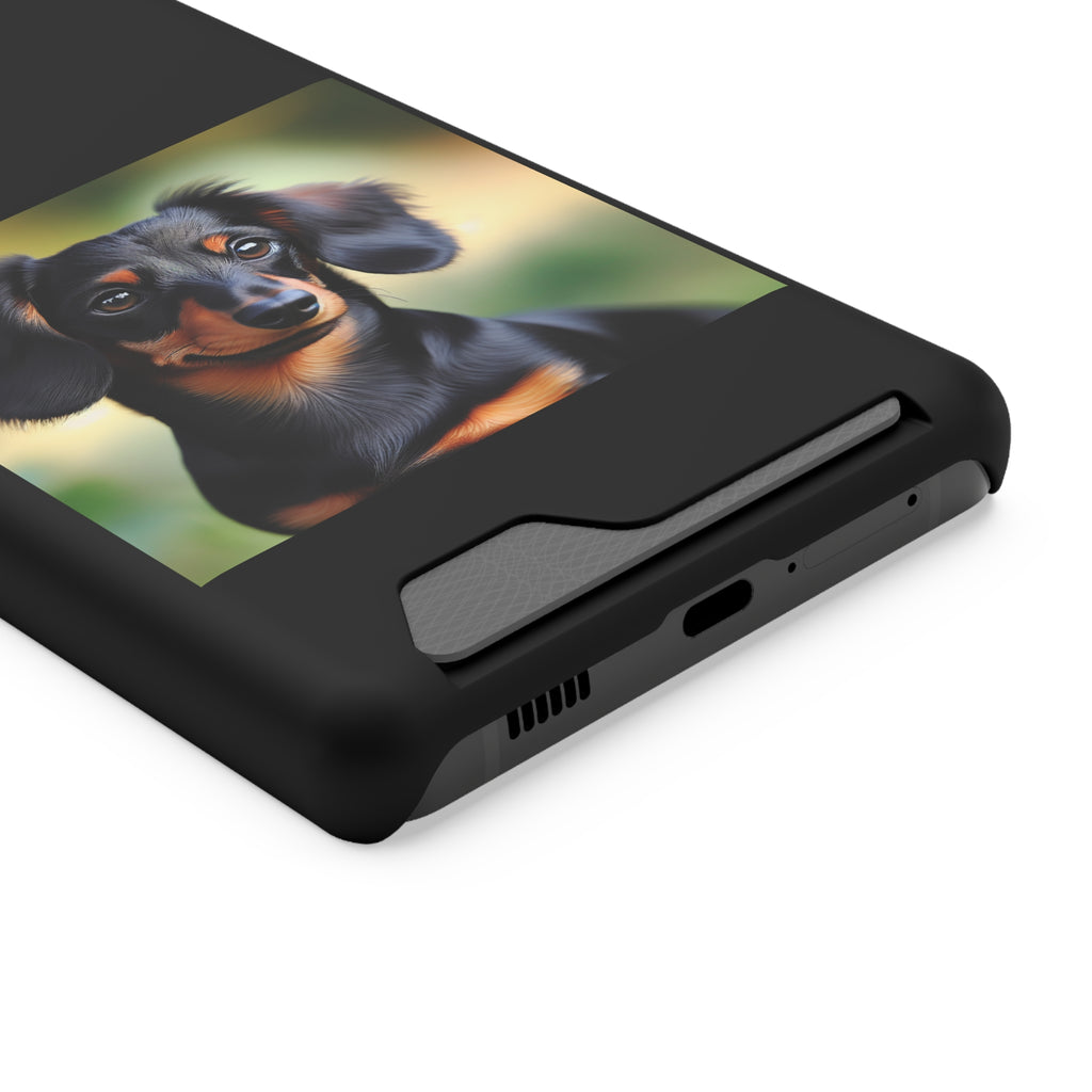 Dachshund Black and Brown Phone Case with Card Holder