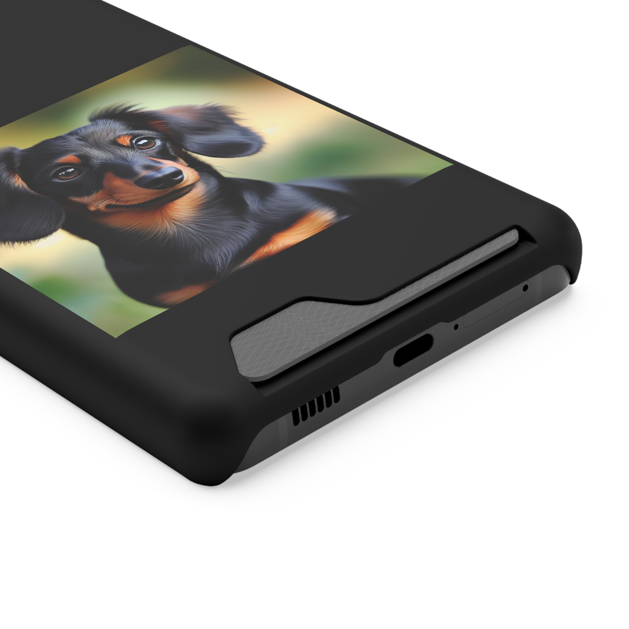 Dachshund Black and Brown Phone Case with Card Holder