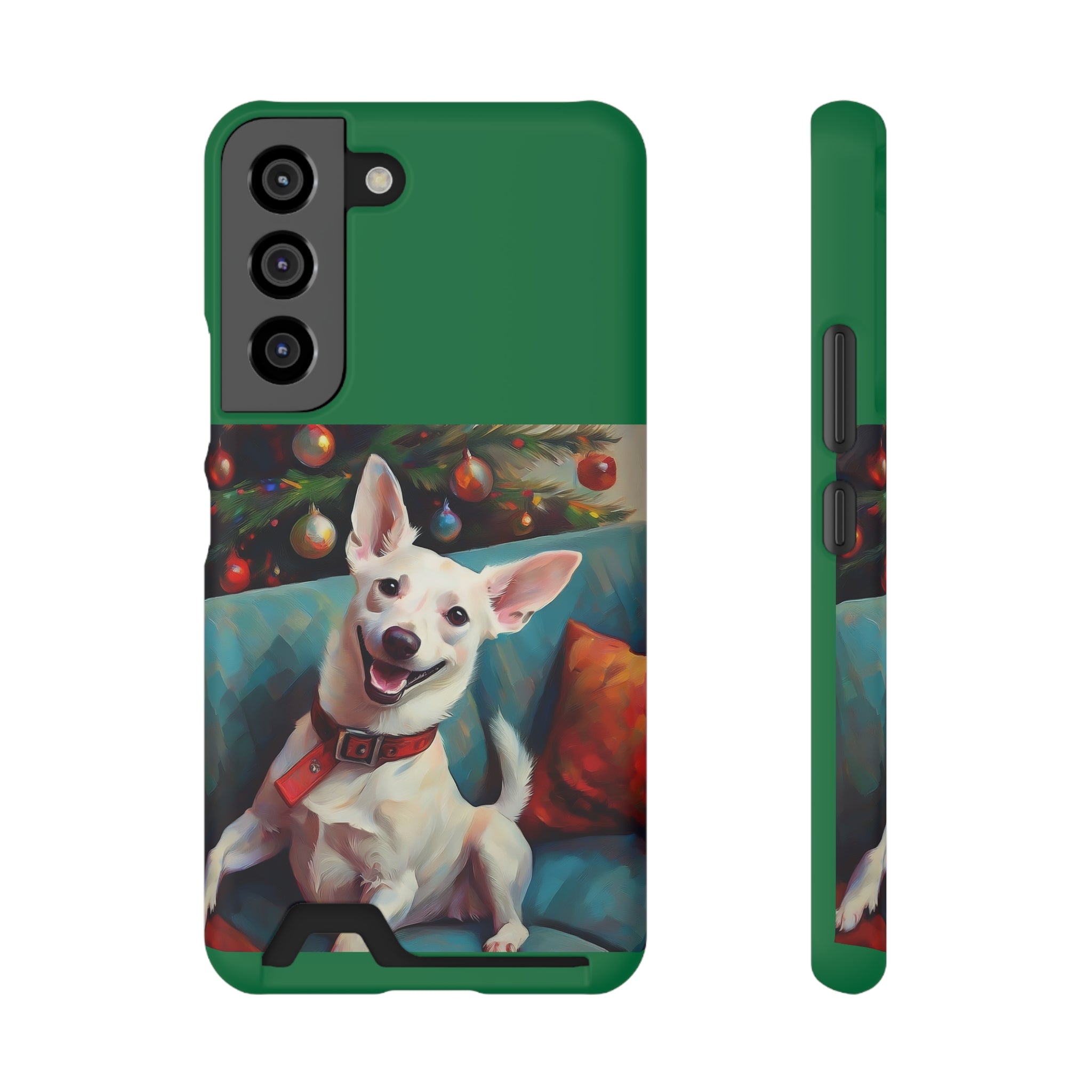 White Corgi Holiday II Phone Case with Card Holder