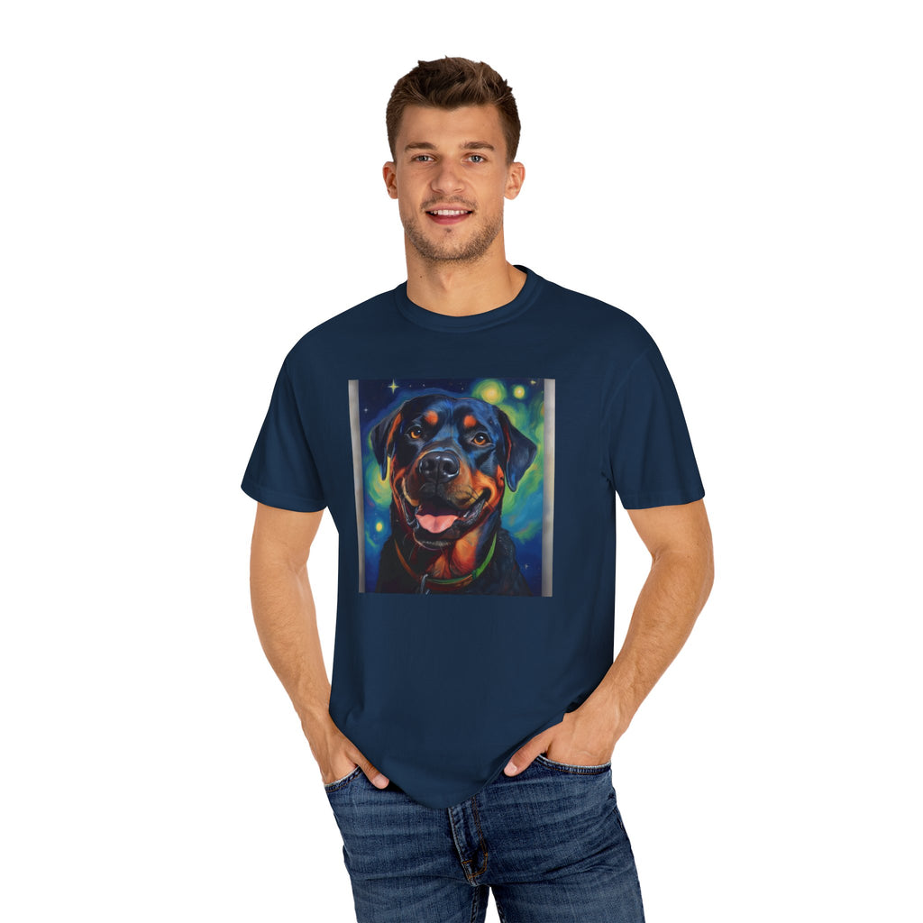 Rottweiler Stary Night Unisex Garment-Dyed T-shirt