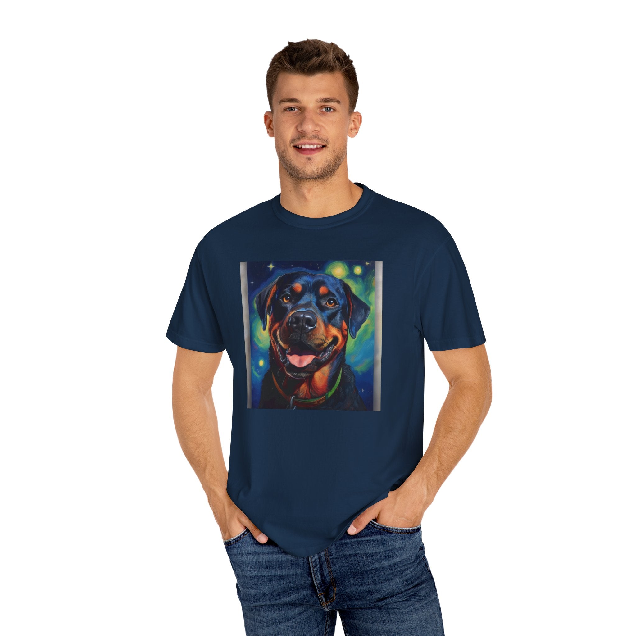 Rottweiler Stary Night Unisex Garment-Dyed T-shirt