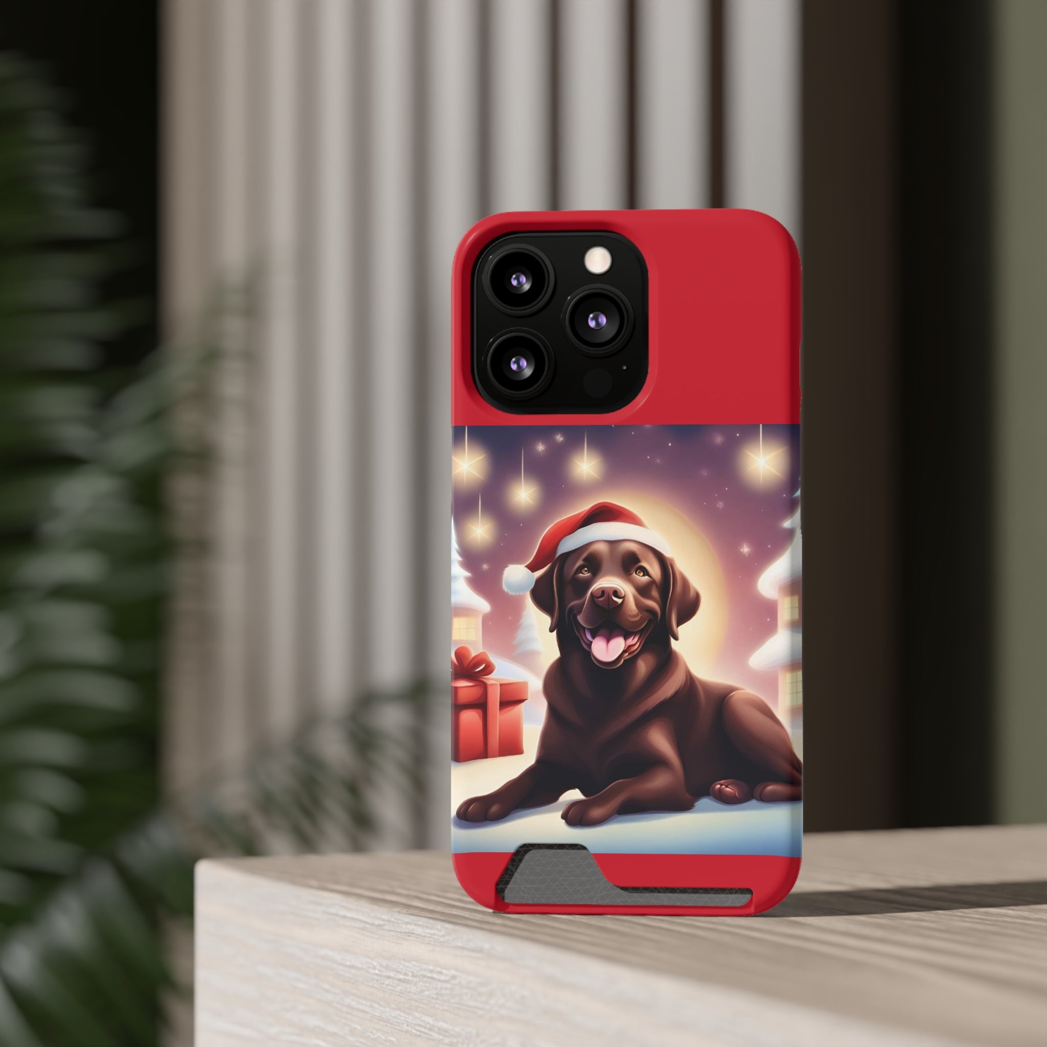 Choclate Lab Holiday Phone Case with Card Holder