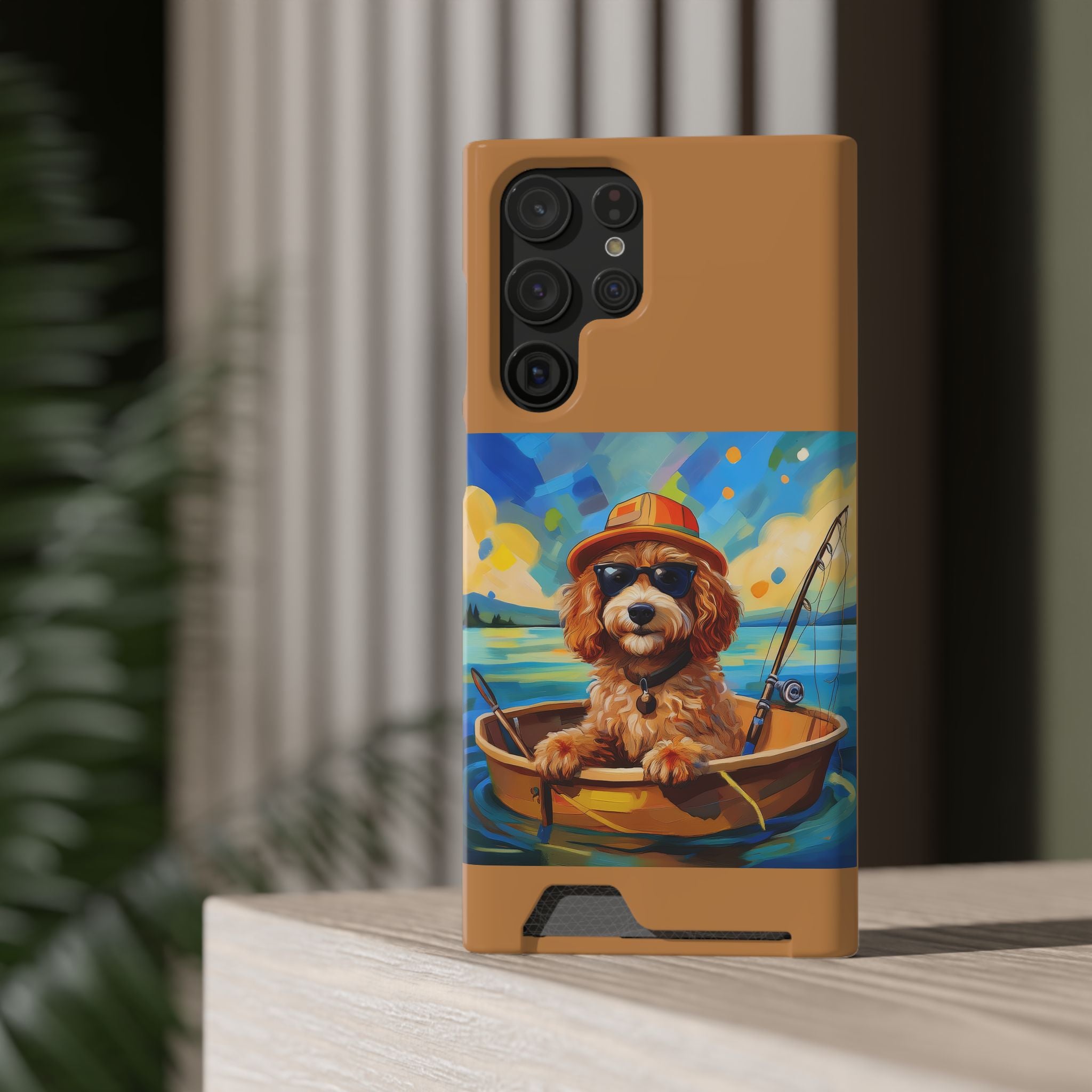 Doodle Fishing Phone Case with Card Holder