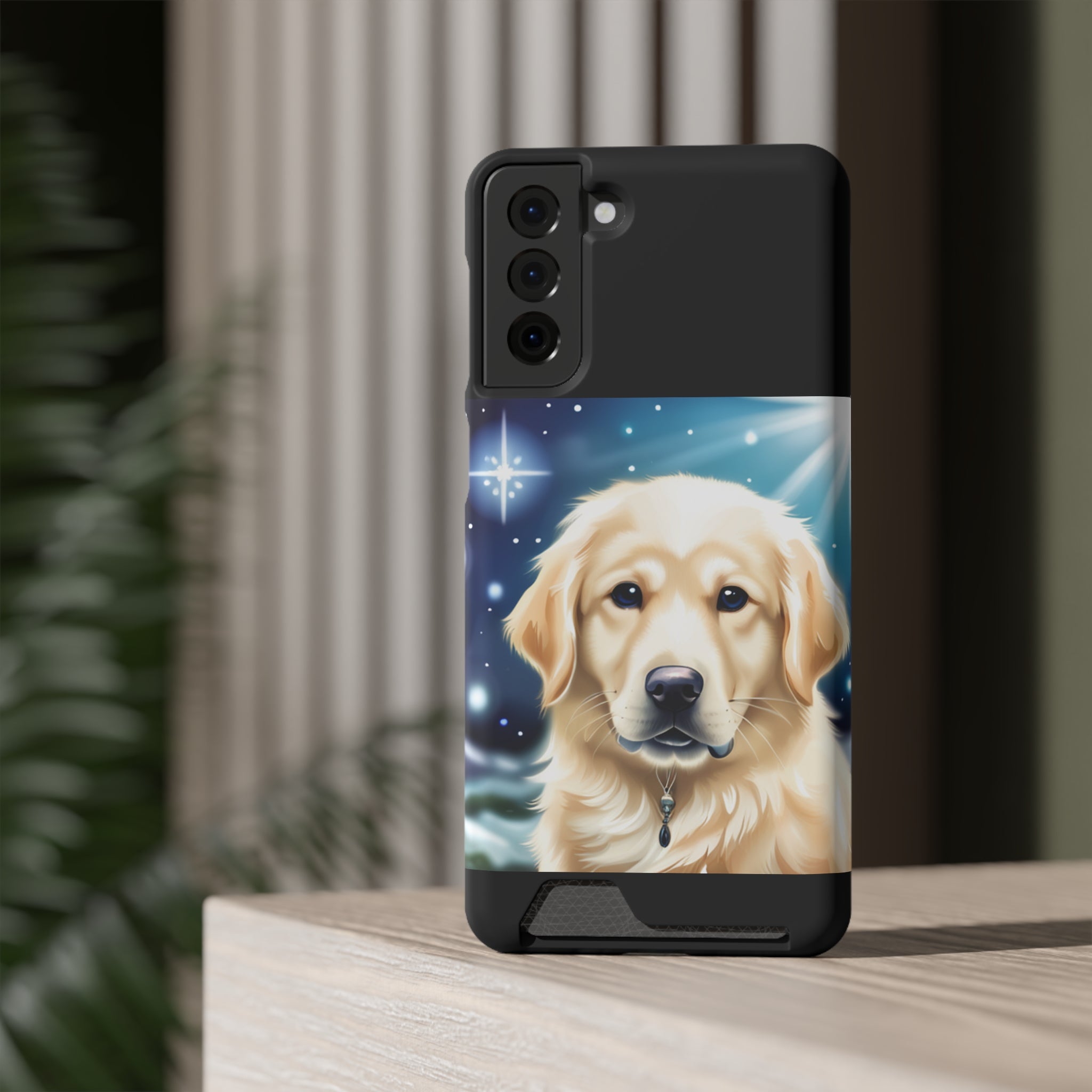 Golden Retriever Stary Night Phone Case with Card Holder