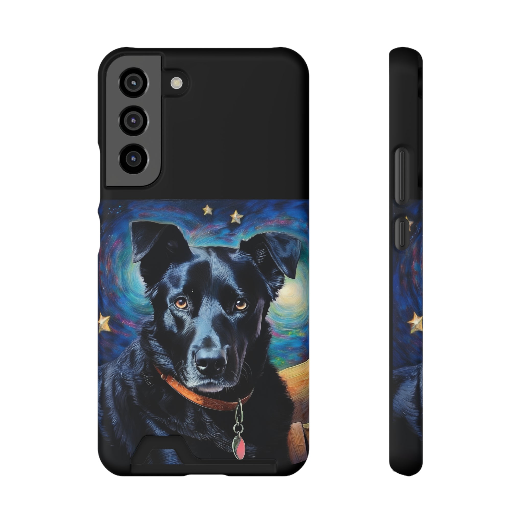 Black Shepherd Lab Stary Night Phone Case with Card Holder