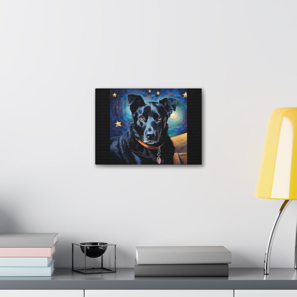 Black Shepherd Lab Stary Night Cavas Painting